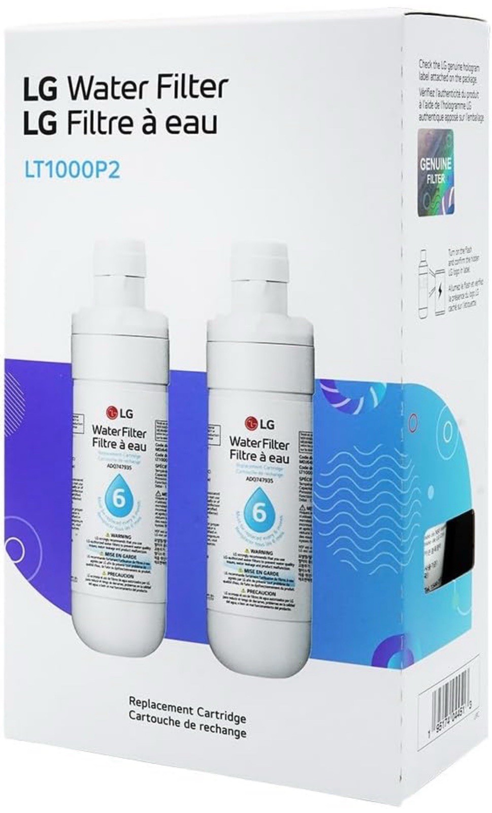 NEW SEALED LG LT1000P2 6-Month/200 Gallon Refrigerator Replacement Water Filter