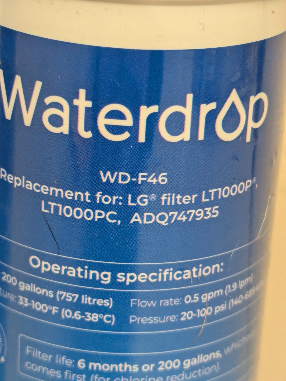 2 Pack Waterdrop Replacement Refrigerator Water Filter WD-F46 for LG