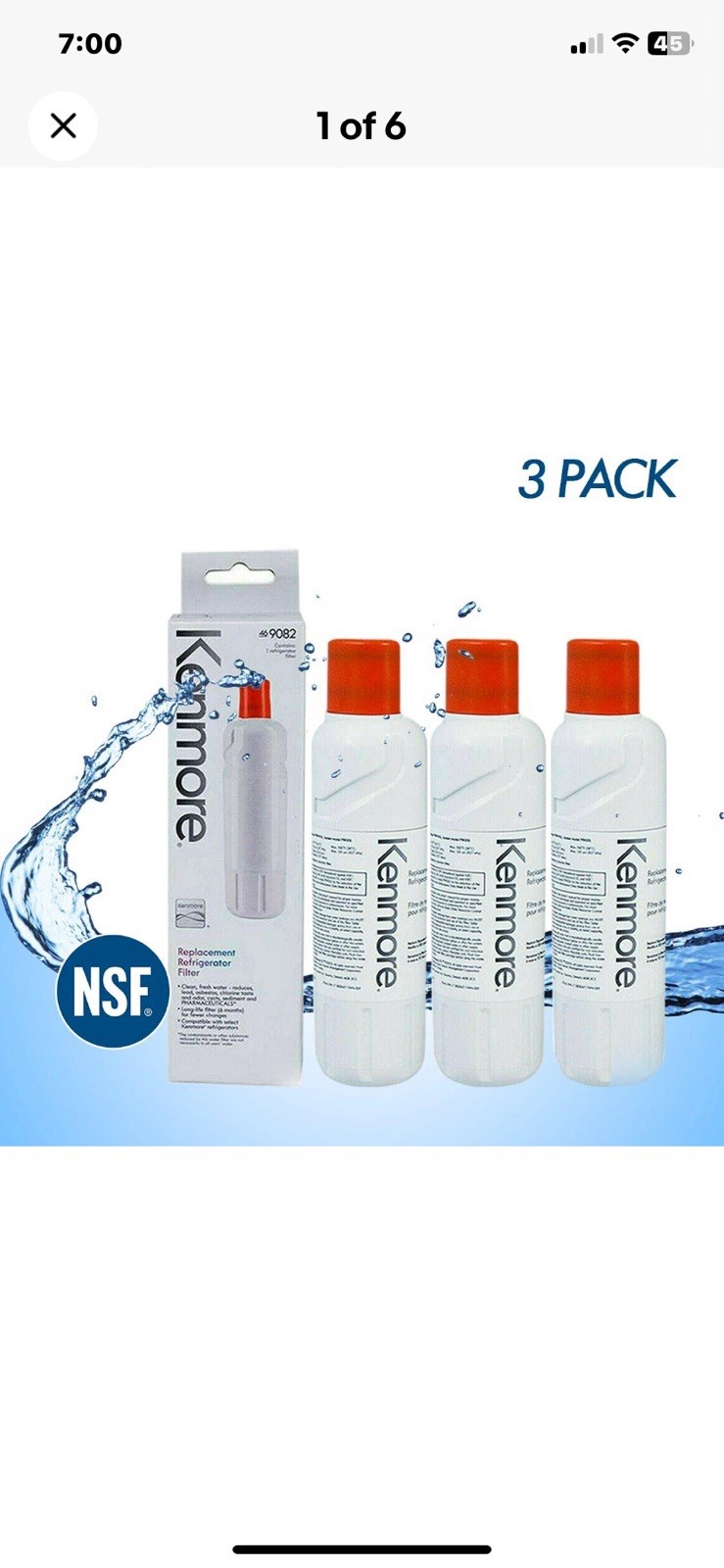 3 Pack Kenmore 9082 469082 Refrigerator Water Filter New Sealed 46-9082 US ship