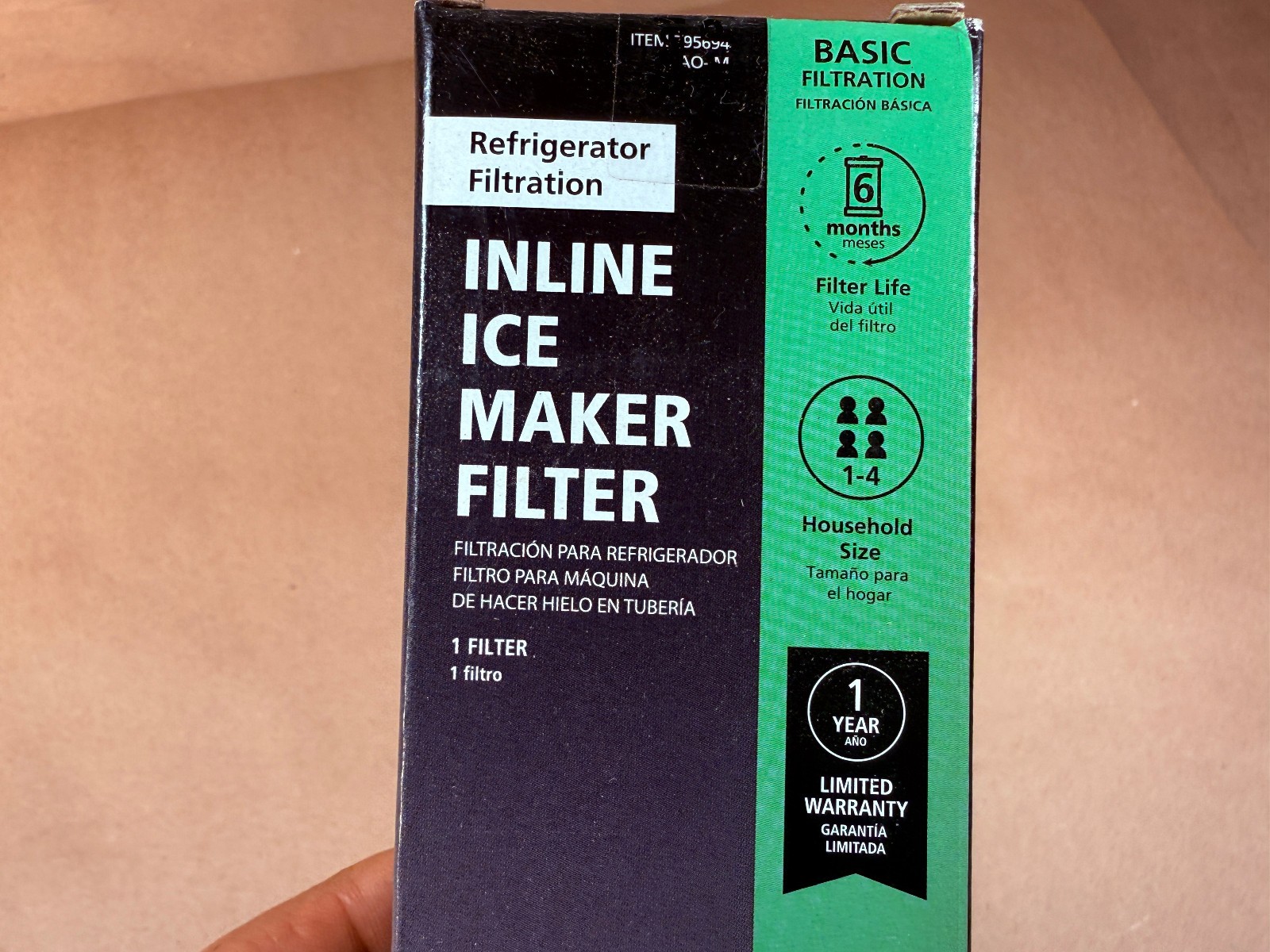 AO Smith Inline Ice Maker Filter Push-In Fitting 2” X 10”; Model #: AO-IM *NEW*