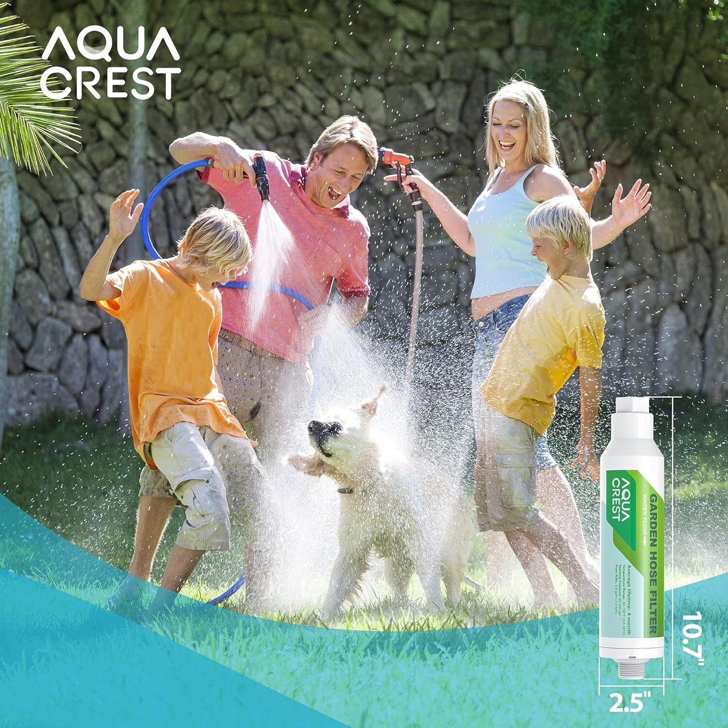 AQUACREST Hose Water Filter Reduces Chlorine, Odor, Calcium, Ideal for Gardening