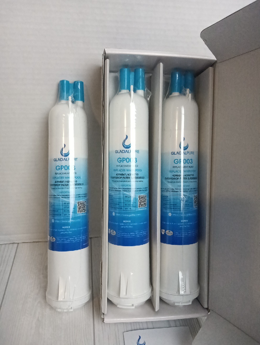 3x New Glacial Pure Replacement Refrigerator Filter Model GP003 4396841/4396710