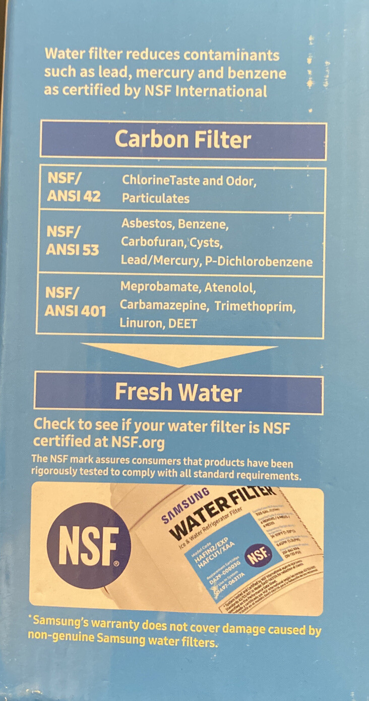 Samsung DA29-00003G Refrigerator Water Filter 300 Gallons Replacement