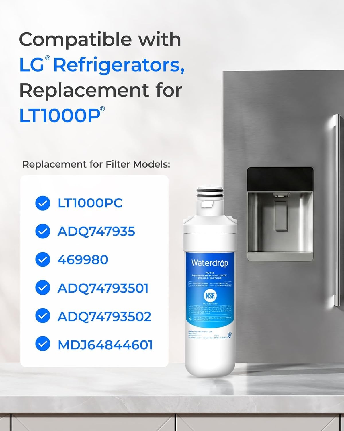 Waterdrop LT1000P Water & LT120F Air Filter Combo Pack 3PCS