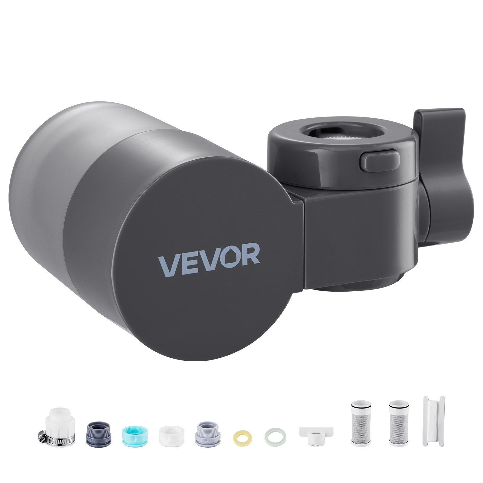 Water Filter for Faucet – Gray Horizontal Purifier, Removes Contaminants