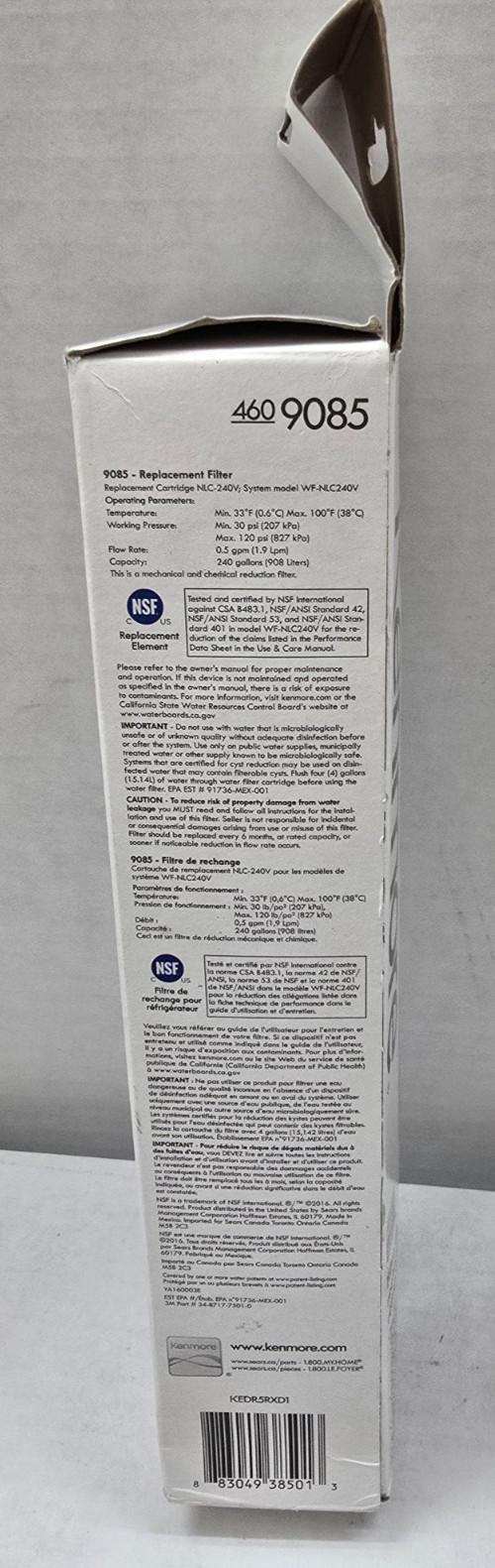 Kenmore 9085 Replacement Refrigerator Water Filter (469085) Free US Shipping