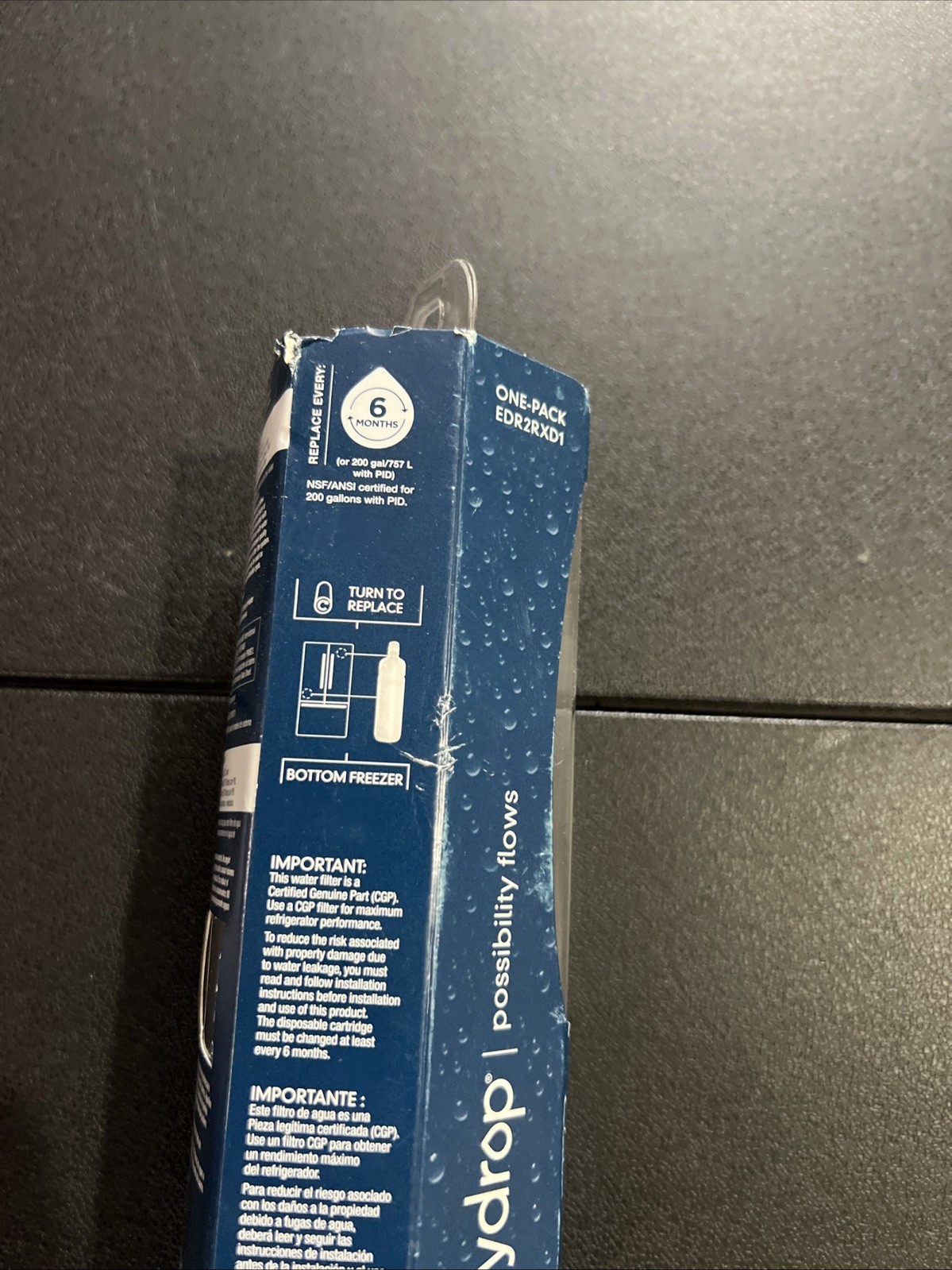 EveryDrop 2 Ice And Water Refrigerator Water Filter ΕDR2RXD1 White Orange New