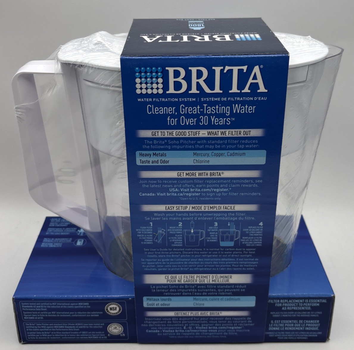 Brita SOHO Water Filtration System Pitcher WHITE 6 Cup NEW Plus 6 Extra Filters