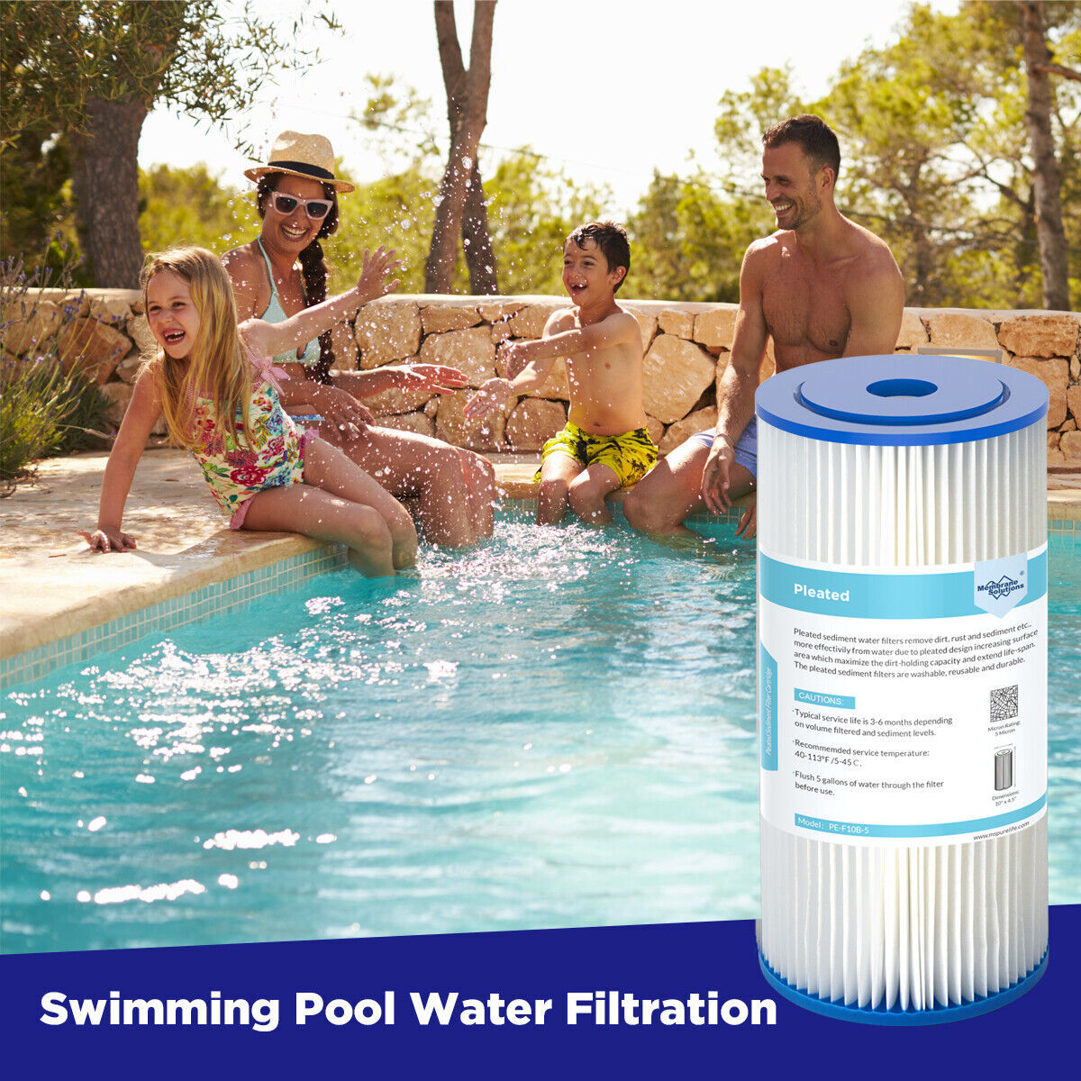 2Pack 10 Inch Clear Whole House Water Filter Housing Pleated Sediment Filtration