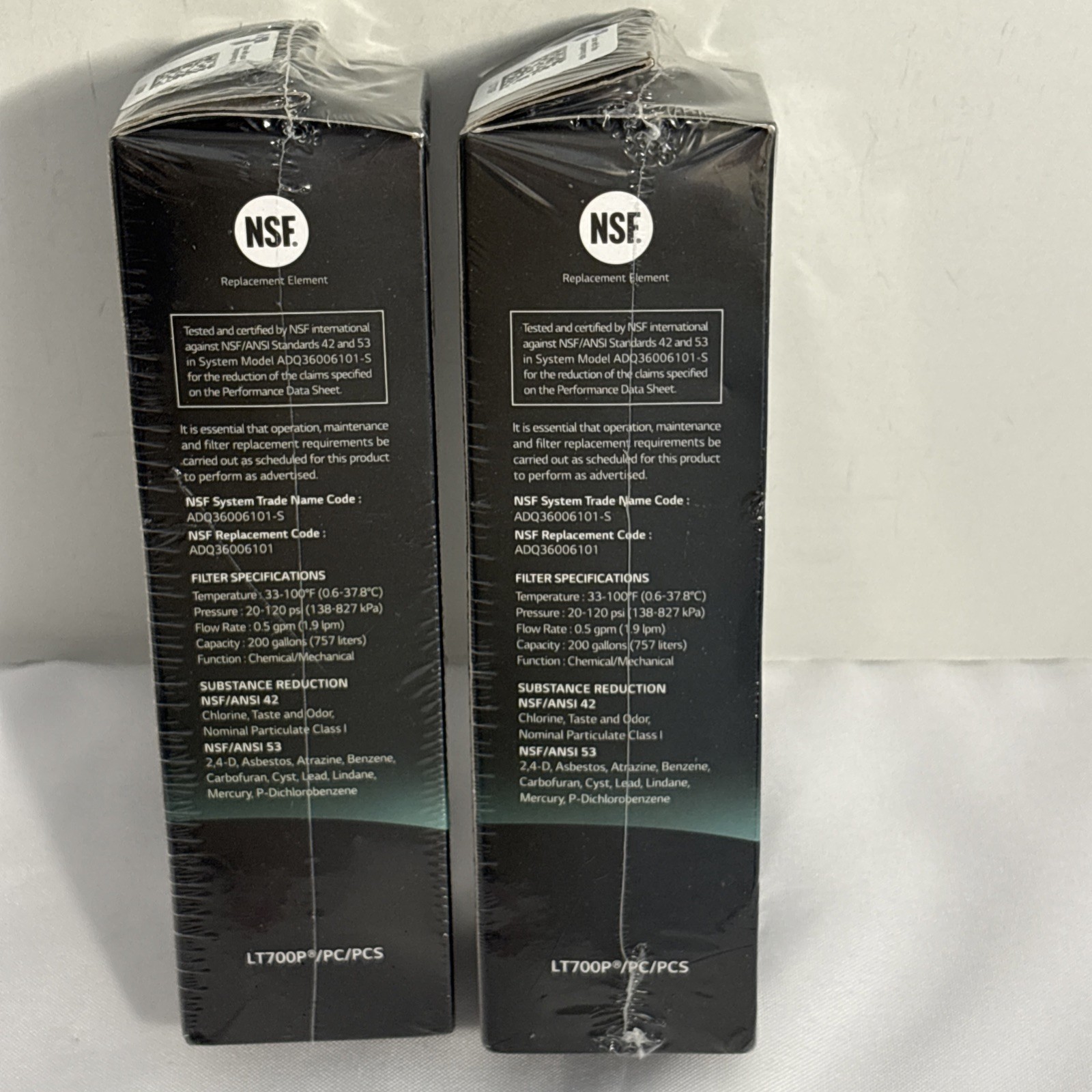 LG LT700P Refrigerator Replacement Water Filter ADQ36006101 (Lot of 2) New