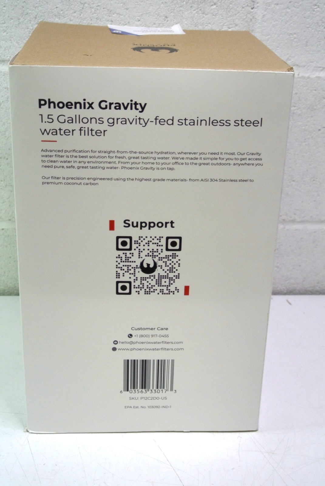 PHOENIX P12C2D0-US 1.5-Gallon Gravity-Fed Water Filter System, Stainless Steel