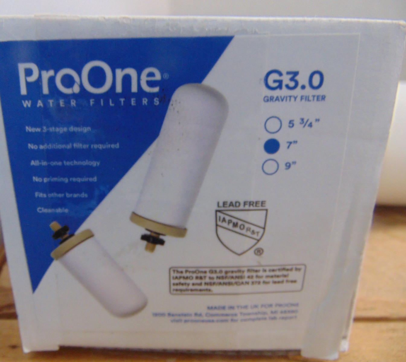 ProOne G3.0 7″ Water Filter Stage Gravity Filter Genuine – NEW Open Box