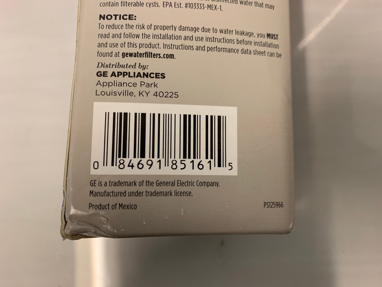 GE XWFE Refrigerator Water Filter – White