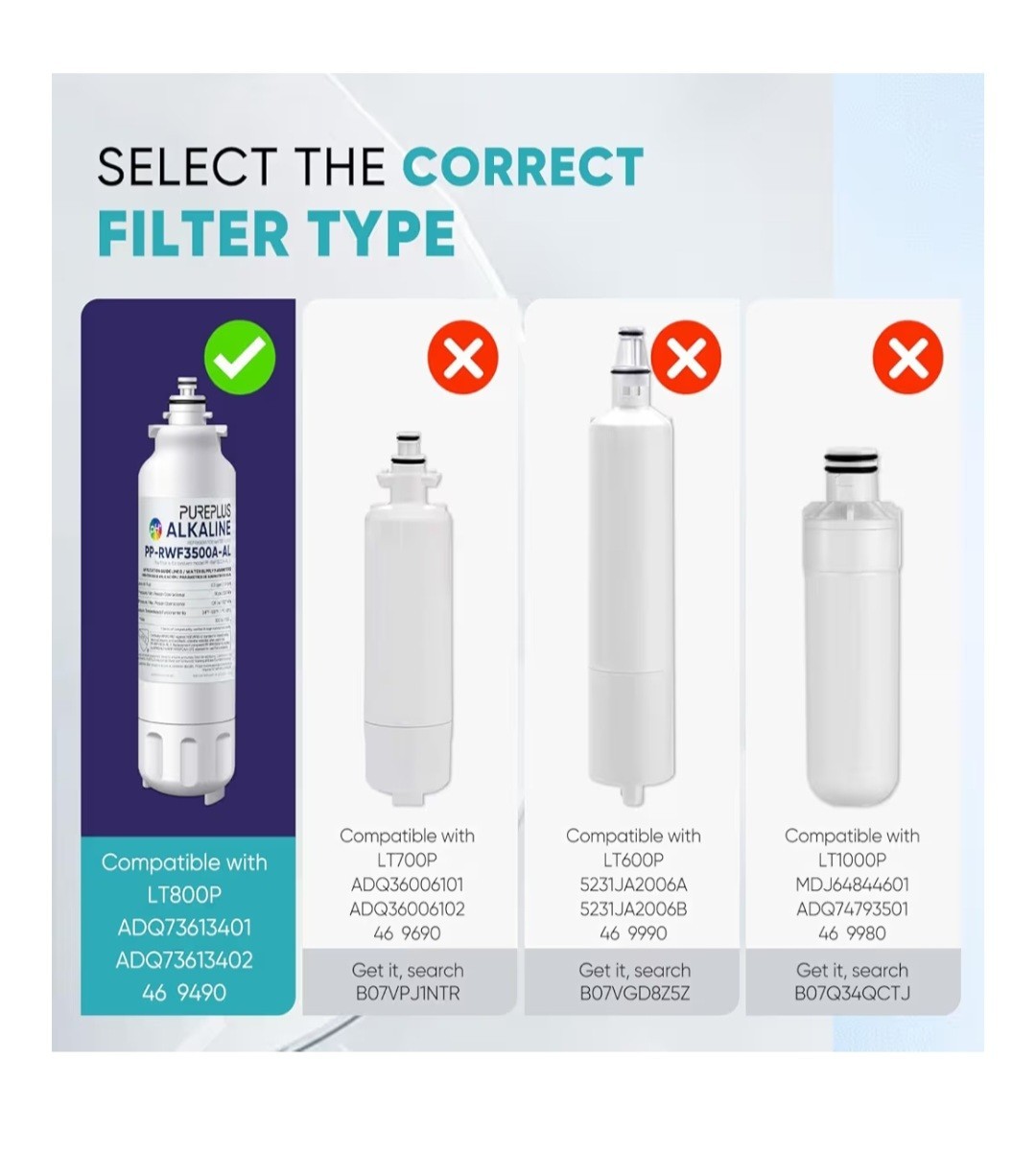PUREPLUS Alkaline Replacement for ADQ73613401, LG® LT800P®, LT800PC, ADQ736134,