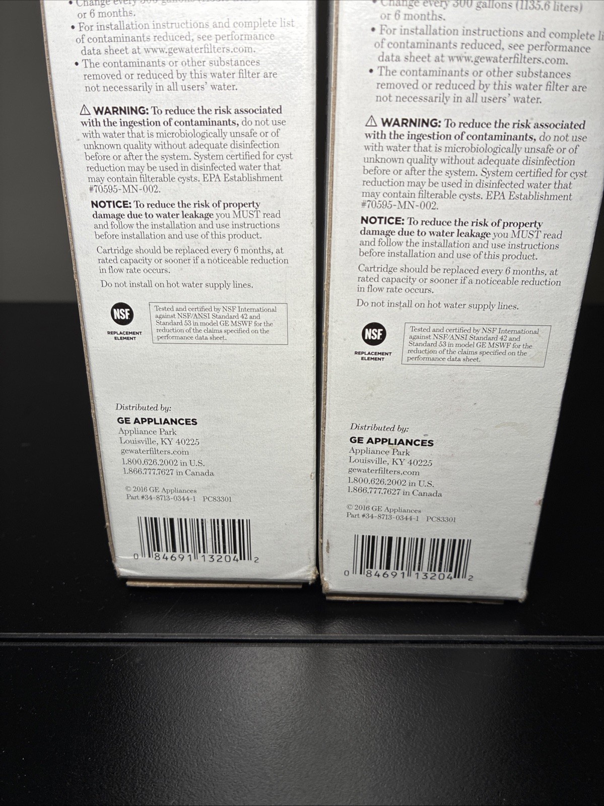 GE MSWF refrigerator water filter replacement SmartWater filter 2PACK (NEW)