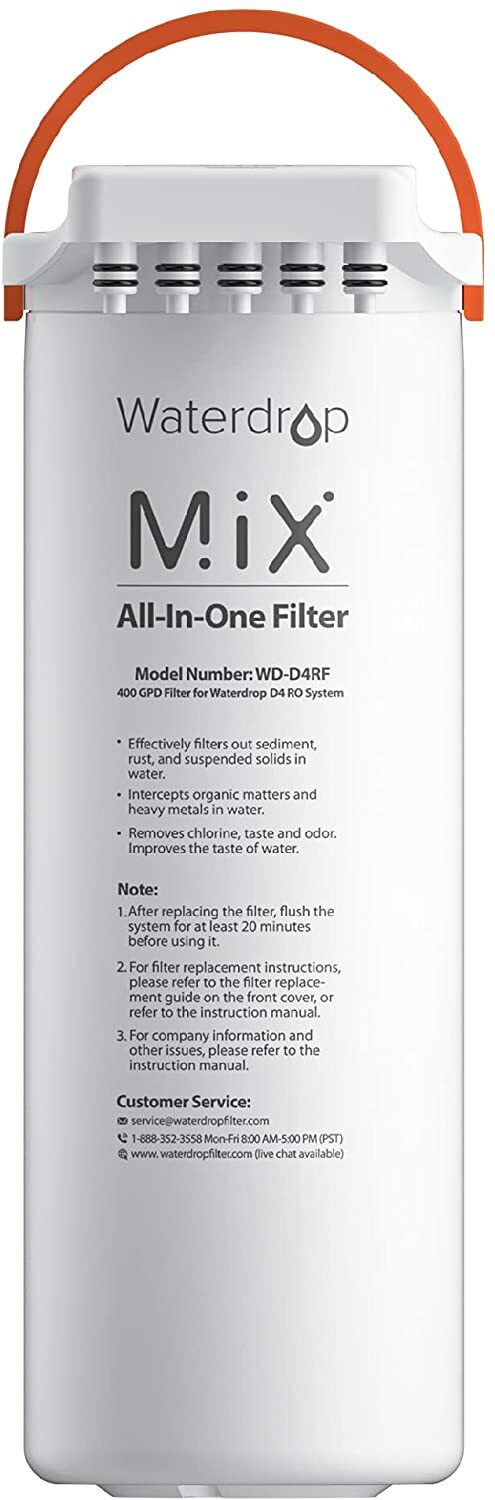 Waterdrop WD-D4RF Filter, Replacement for WD-D4-W Reverse Osmosis System, 1-year