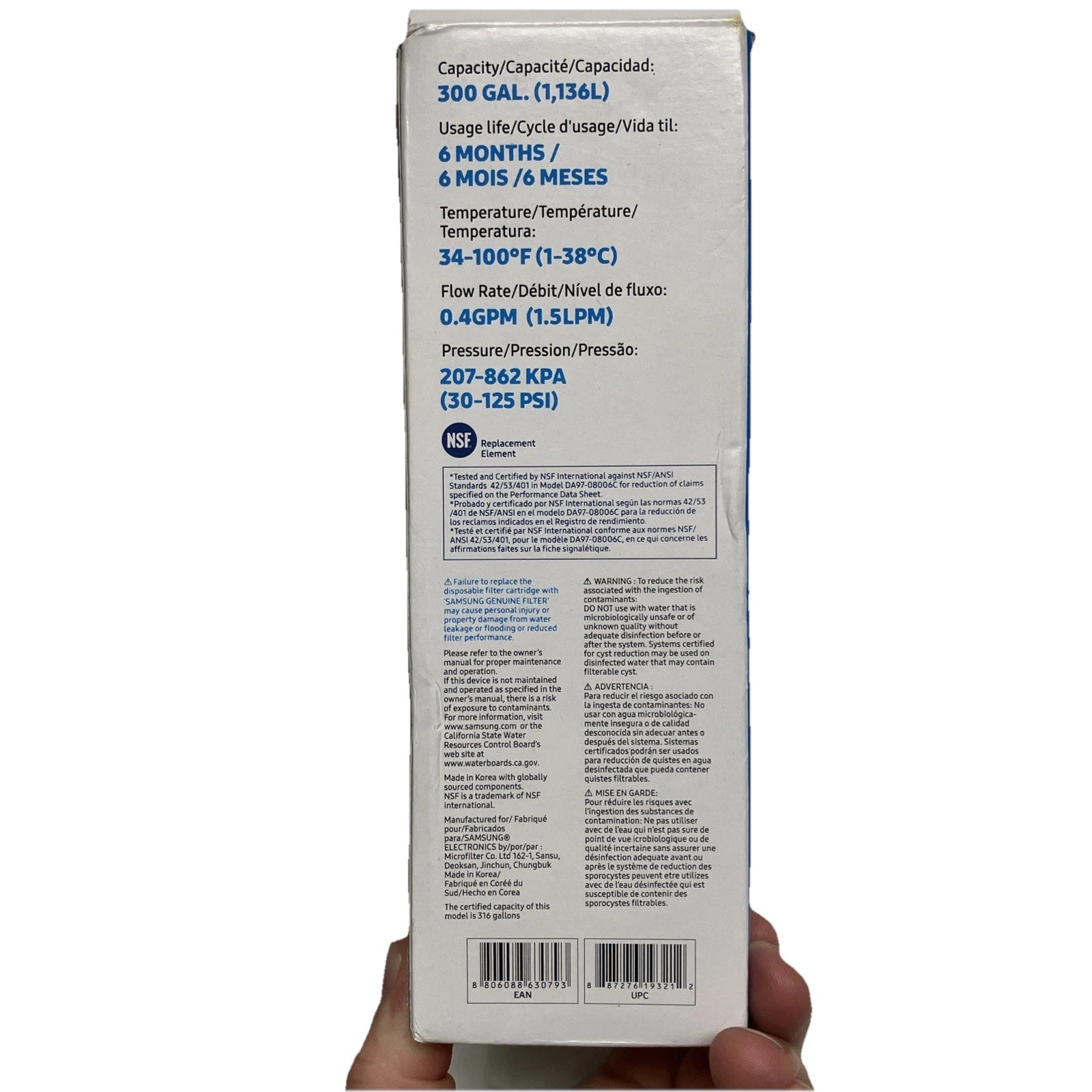 SAMSUNG 1x HAF-QIN/EXP Water/Ice Filter for Refrigerator DA97-17376B -08006C NEW