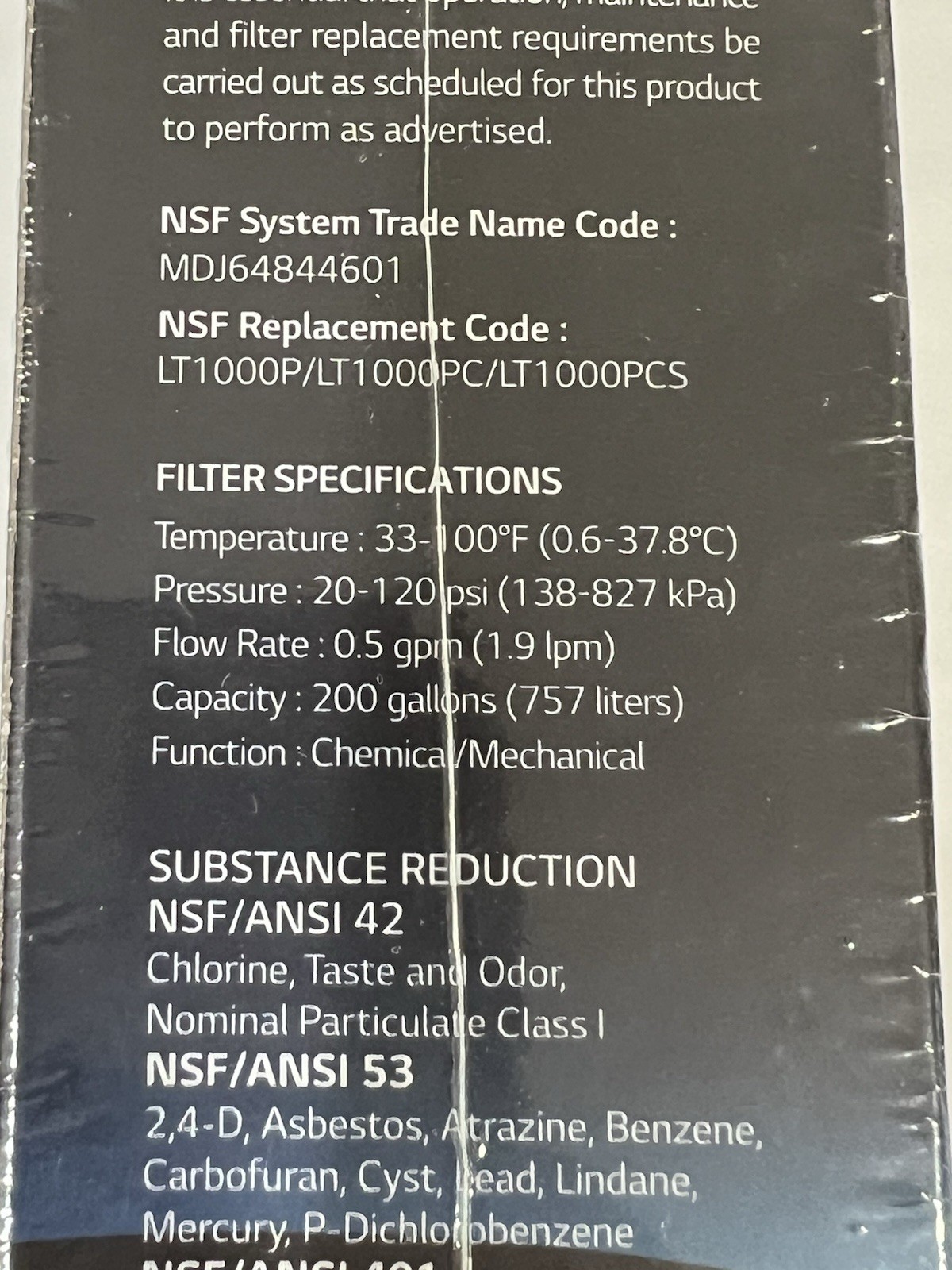 LG Water Filter Replacement Cartridge, LT1000P/PC/PCS, NSF Certified