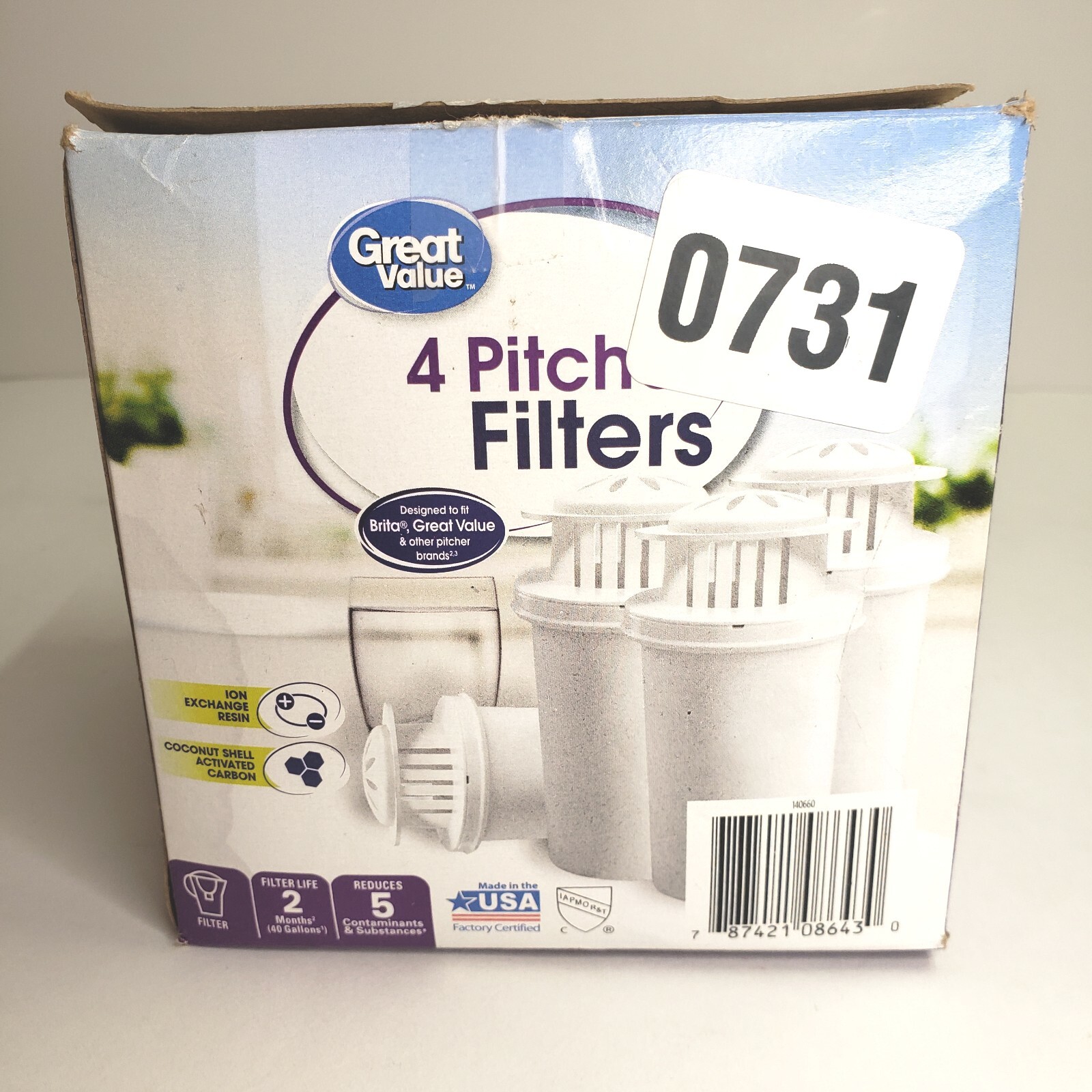 Great Value Universal Pitcher Filter 4 Pack-40 gal per Cartridge Fits Brita New
