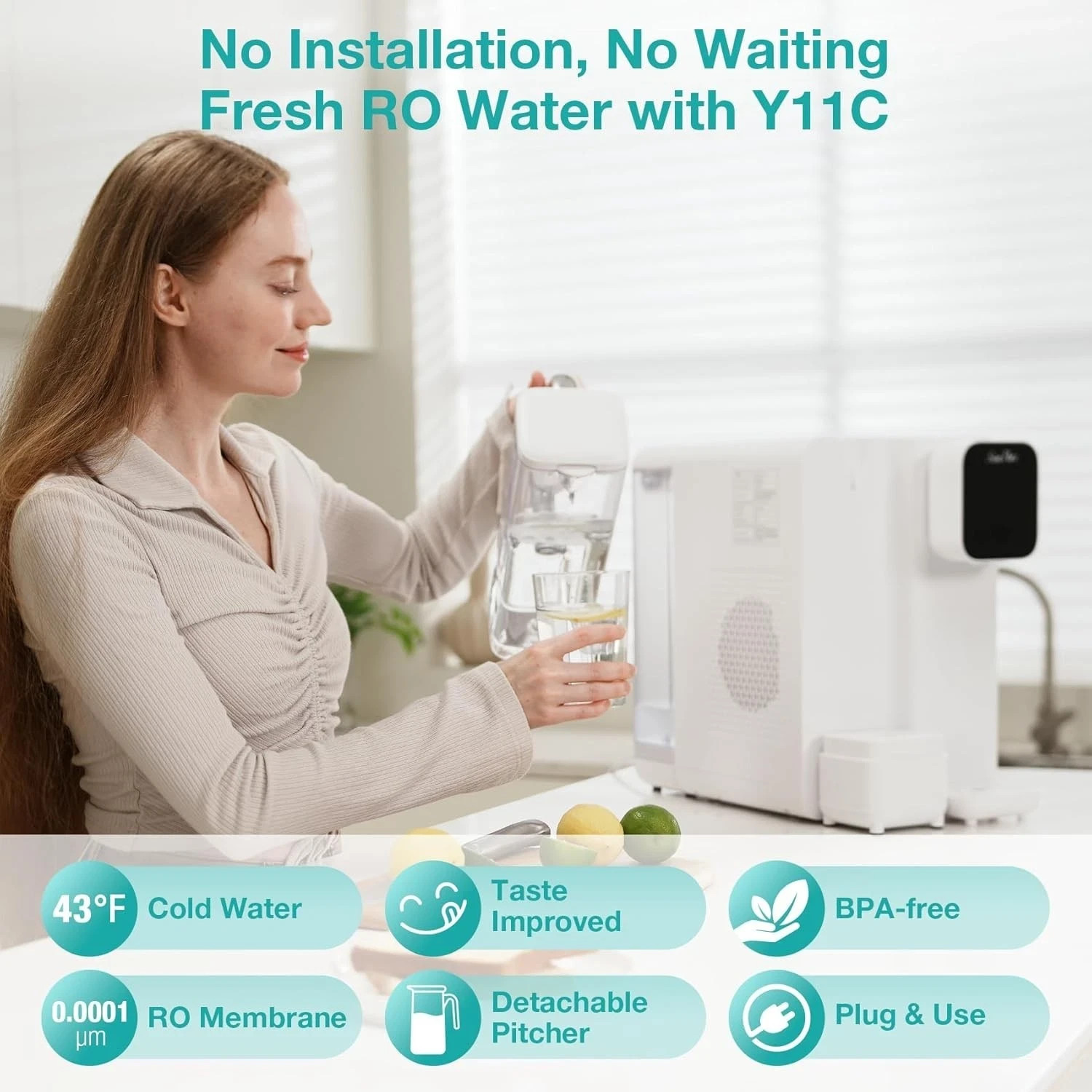 SimPure Y11C Countertop Reverse Osmosis Water Filter w/ Instant Cooling Open Box