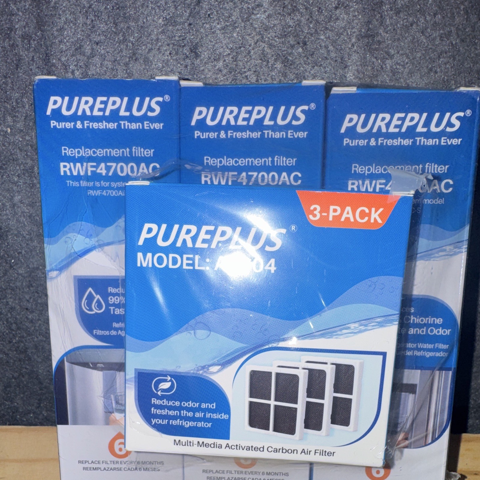 PUREPLUS AF004 RWF4700AC 3-Pack Whirlpool Fridge Carbon Filter, Chlorine