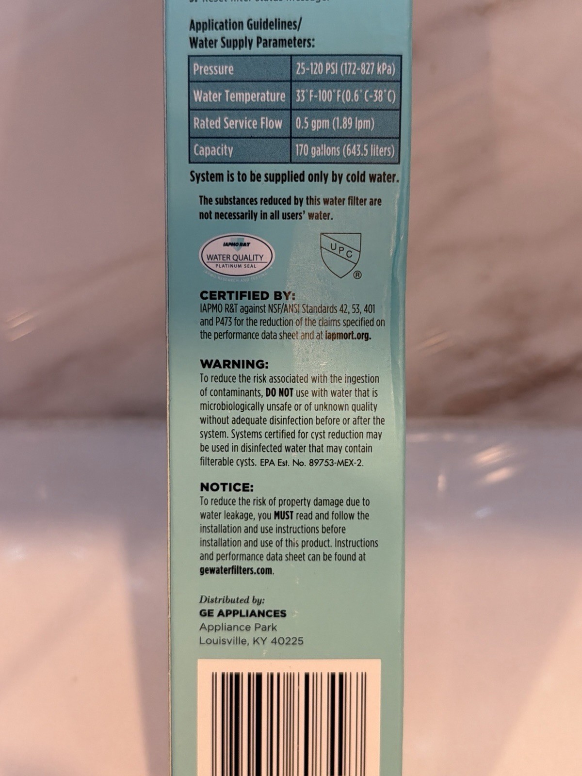 GE RPWFE Refrigerator Water Filter, Genuine Replacement Filter… NEW OPEN BOX