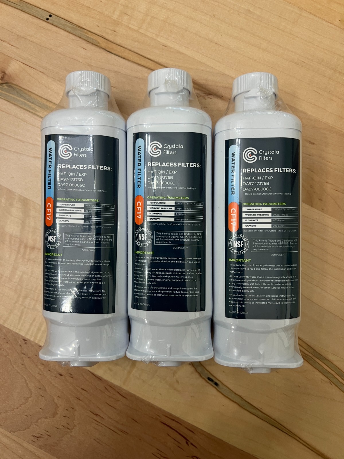 Crystala DA97-17376B Water Filter | Fits Samsung HAF-QIN/EXP RF23M8070SG 3 Pack