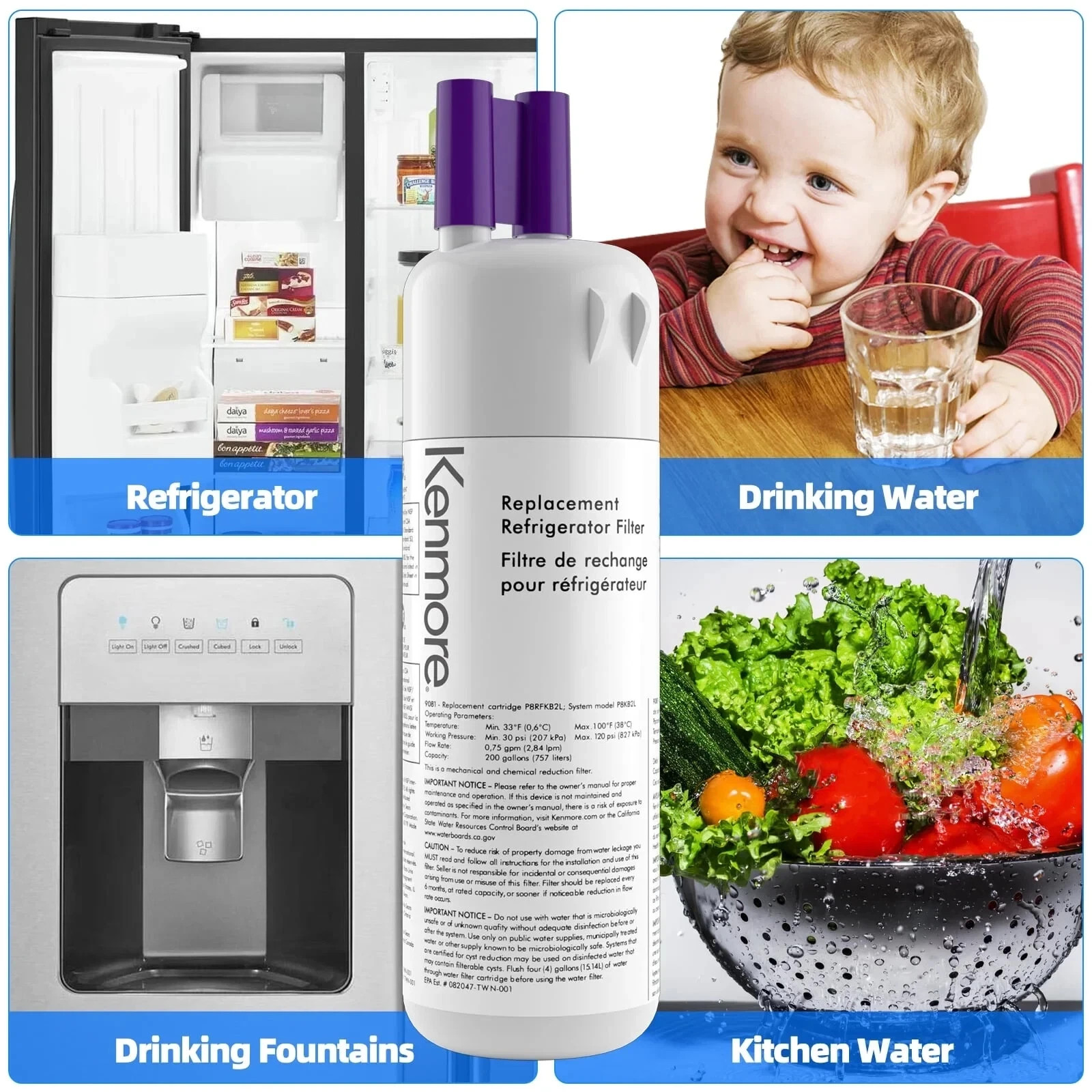 NEW 2Pack Kenmore 9081 469081 46-9930 Replacement Refrigerator Ice Water Filter