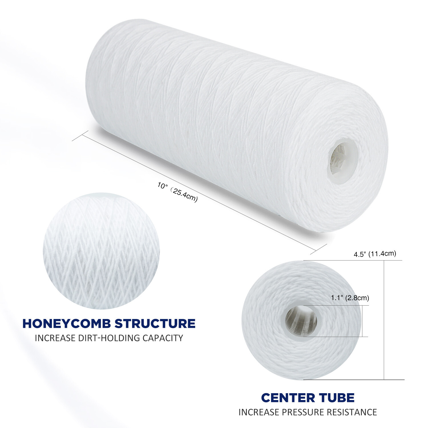 10 Pack 1/5/10 Micron 10″ x 4.5″ Whole House String Wound Sediment Water Filter