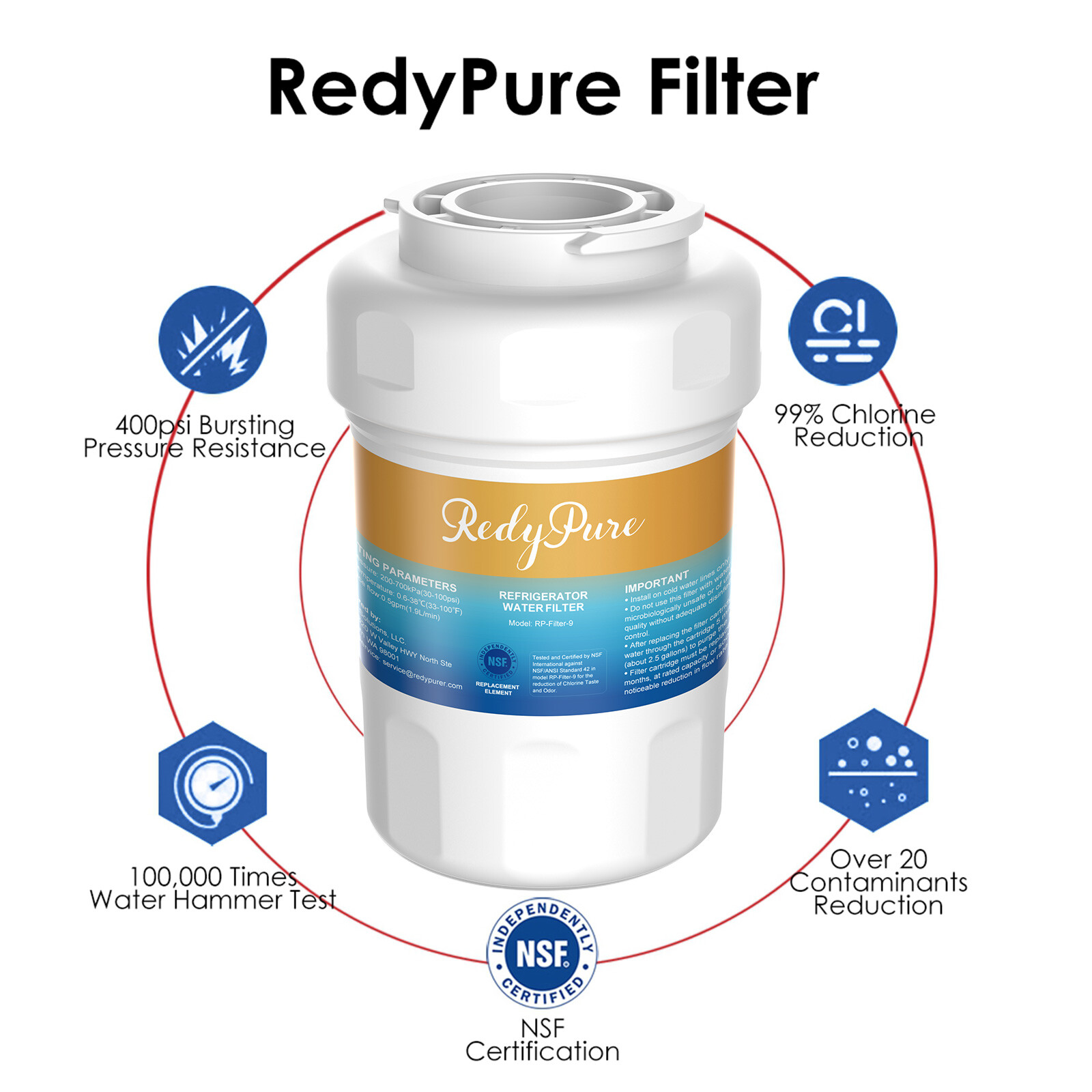 1-10 Pack Fit for GE MWF 46-9991 FMG-1 GWF Refrigerator Water Filter Replacement