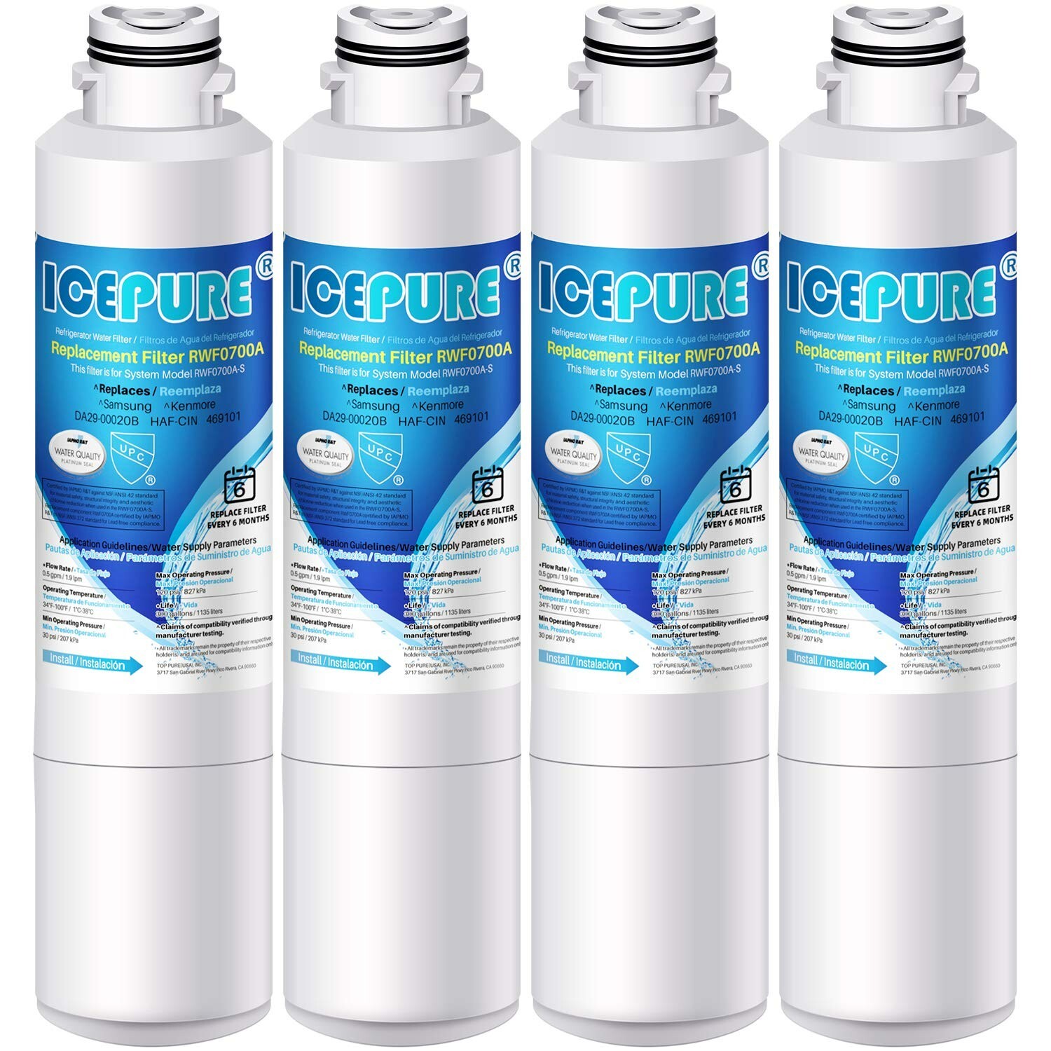 Fits Samsung DA29-00020B HAF-CIN/EXP Compatible Water Filter 4PACK