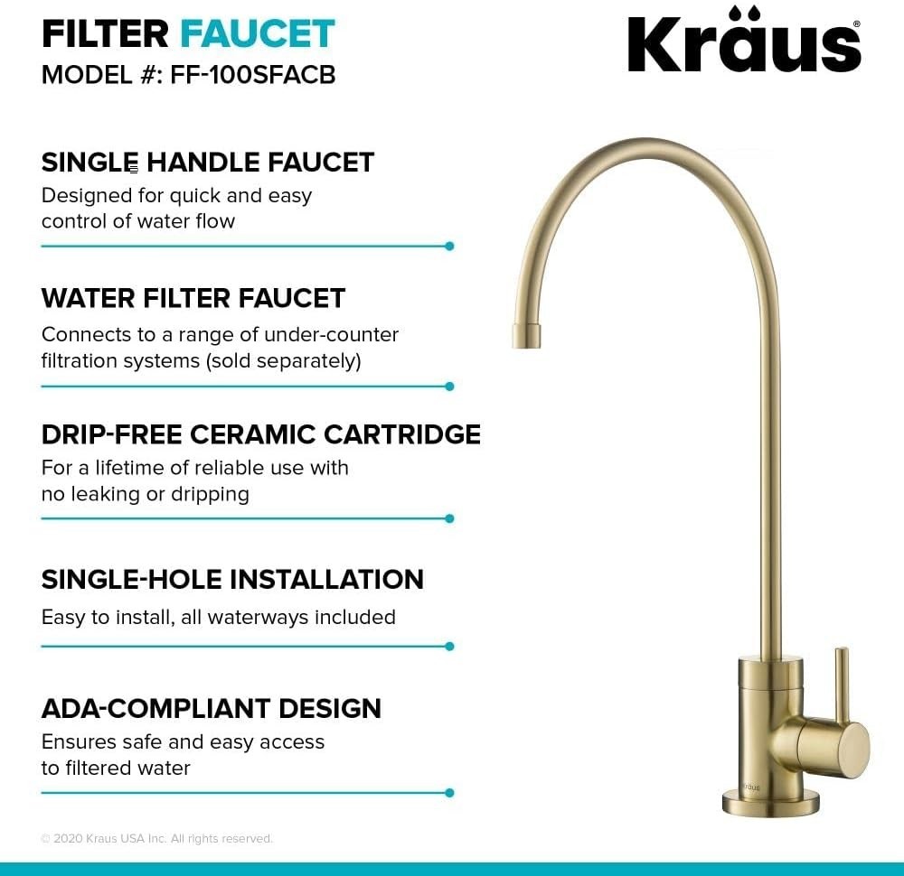 Kitchen Water Filter Faucet Brass 12-in Lead-Free Spot Free Champagne Bronze