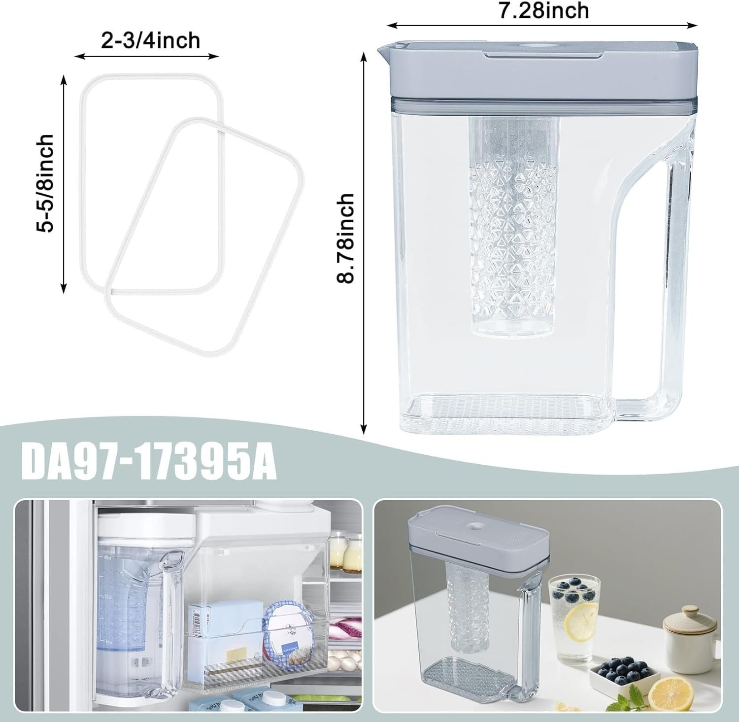 Versatile DA97-17395A Water Pitcher Replacement for Multiple Samsung Fridges