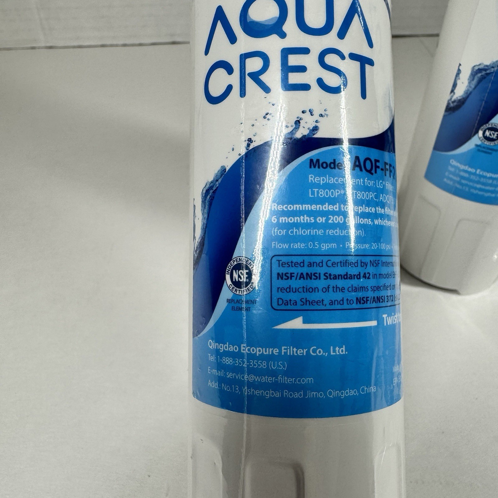 Aqua Crest AQF-FF20 Refrigerator Water Filters for use in LT800P (2 Pack) New
