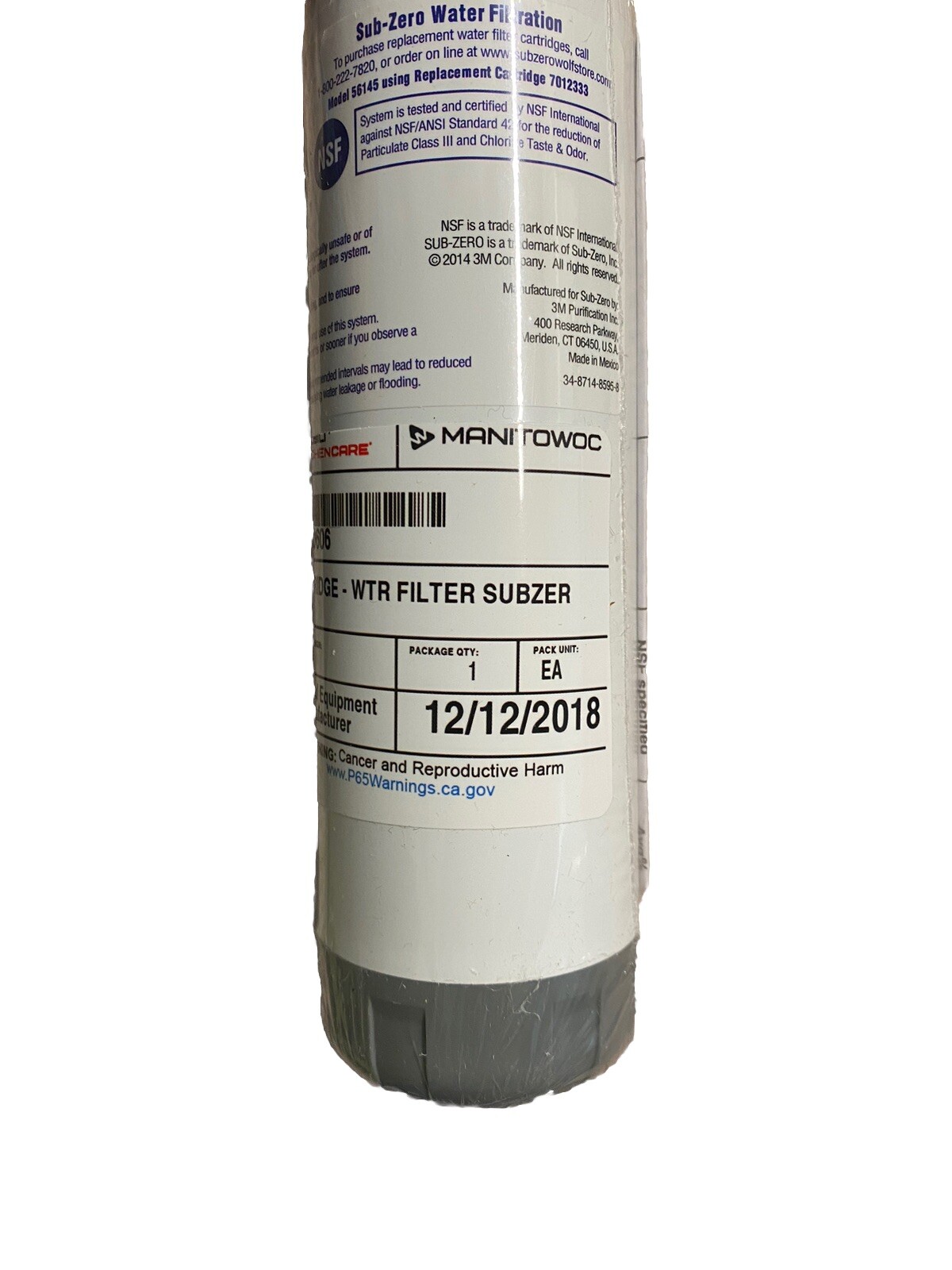 SUB ZERO Water Filter 7012333