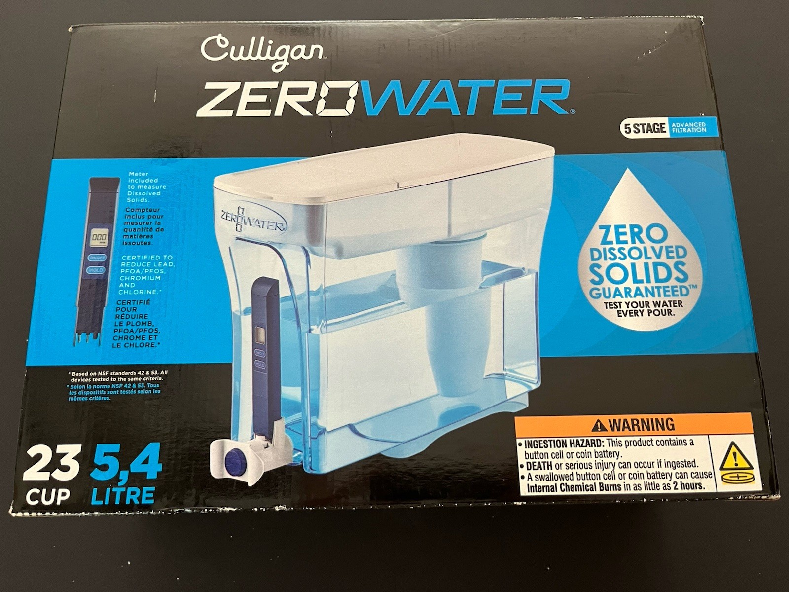 Culligan ZeroWater 23-Cup Dispenser Ready-Pour 5-Stage Water Filter