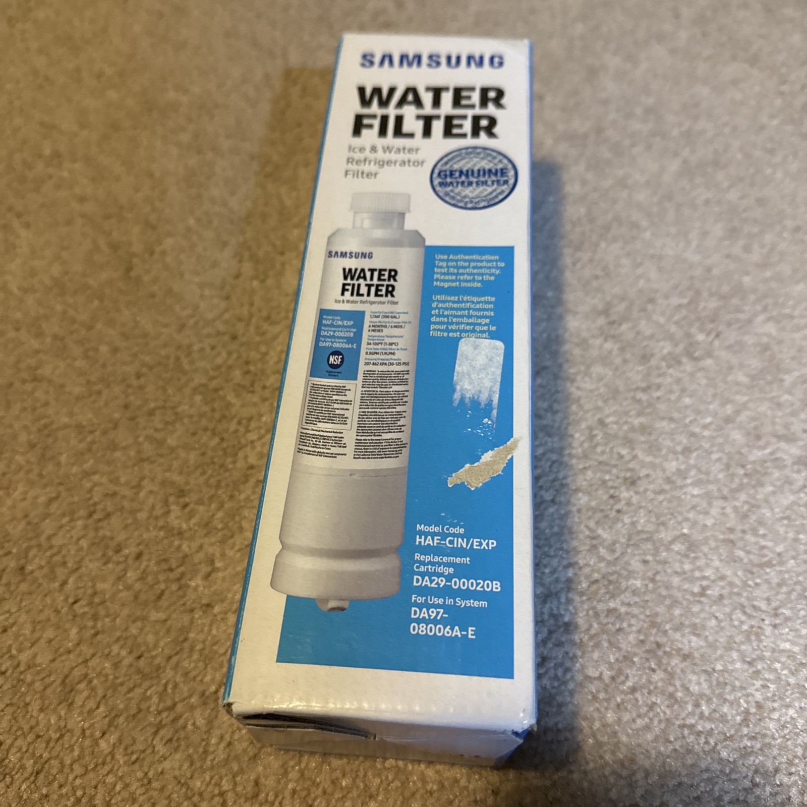 SAMSUNG Genuine Filter for Refrigerator Water and Ice, HAF-CIN/EXP, 1 Pack
