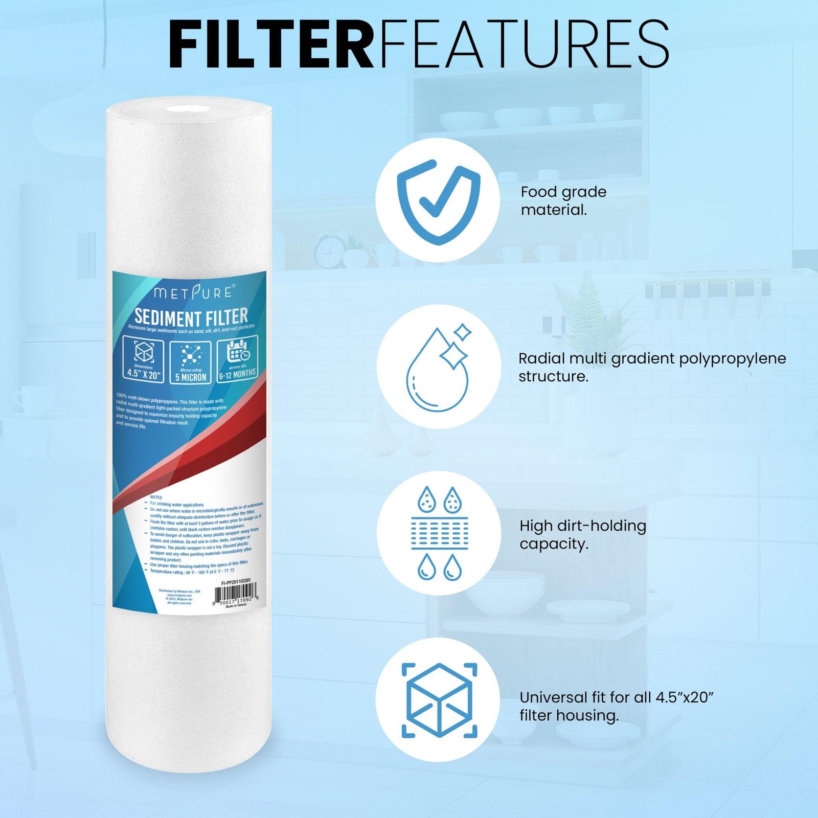 1 to 18 PACK 20″ x 4.5″ Whole House PP Sediment Water Filter Cartridges 5 Micron