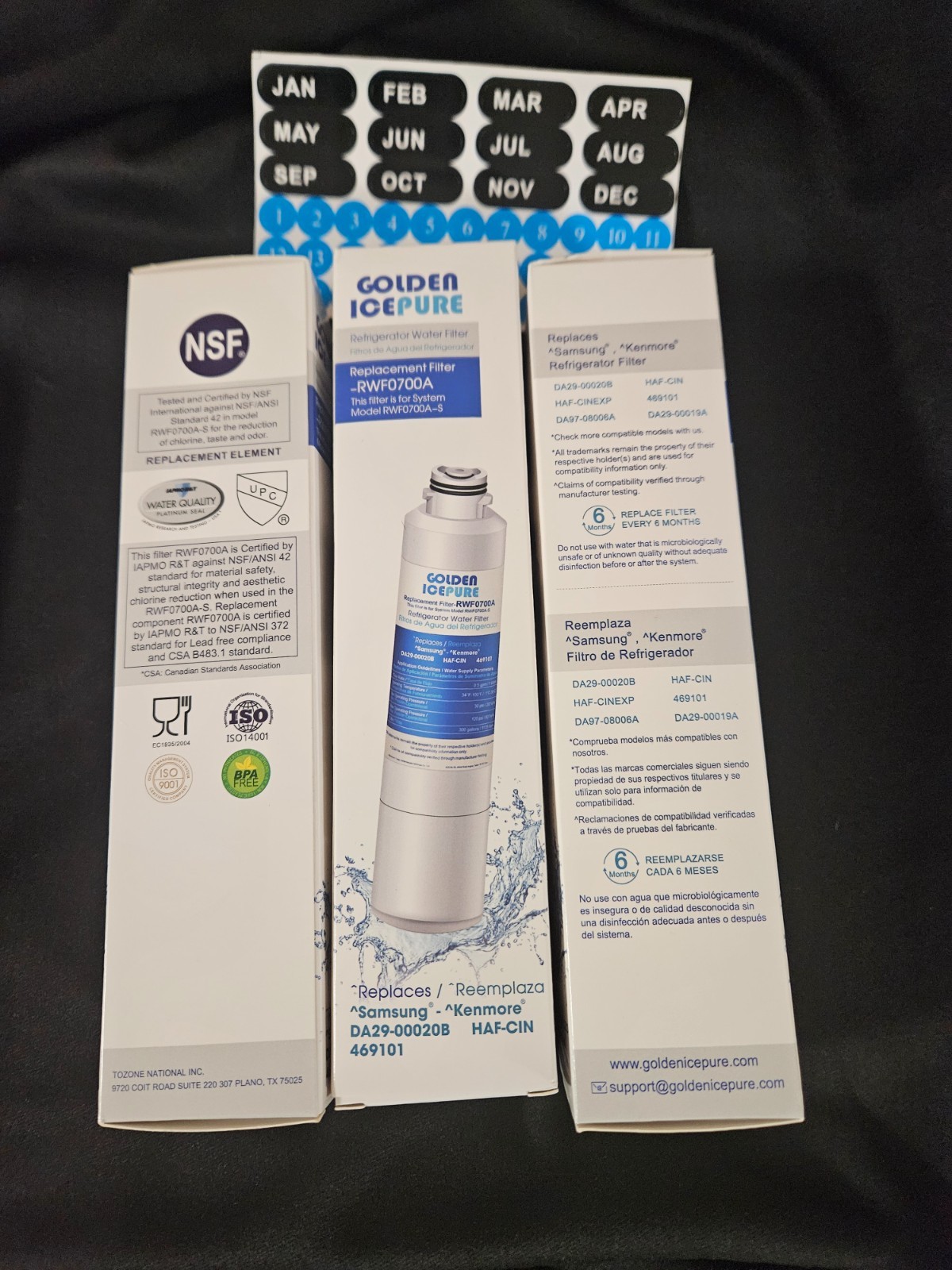 3 PACK GOLDEN ICEPURE RWF0700A Water Filter for Samsung DA29-00020B HAF-CIN/EXP
