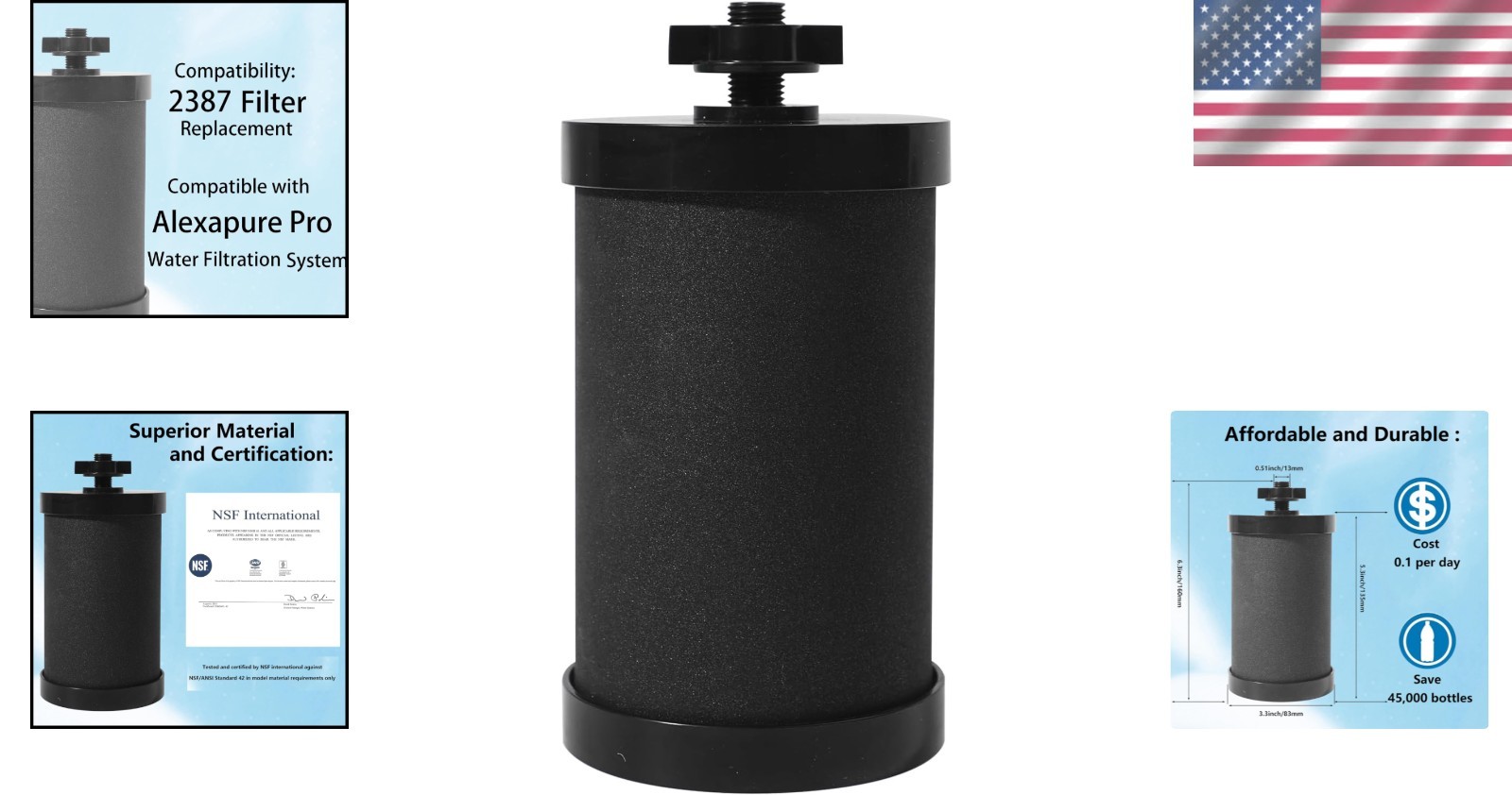 2387 Pro Filter Replacement, NSF/ANSI 42 Certified for Alexapure Water Filter Re