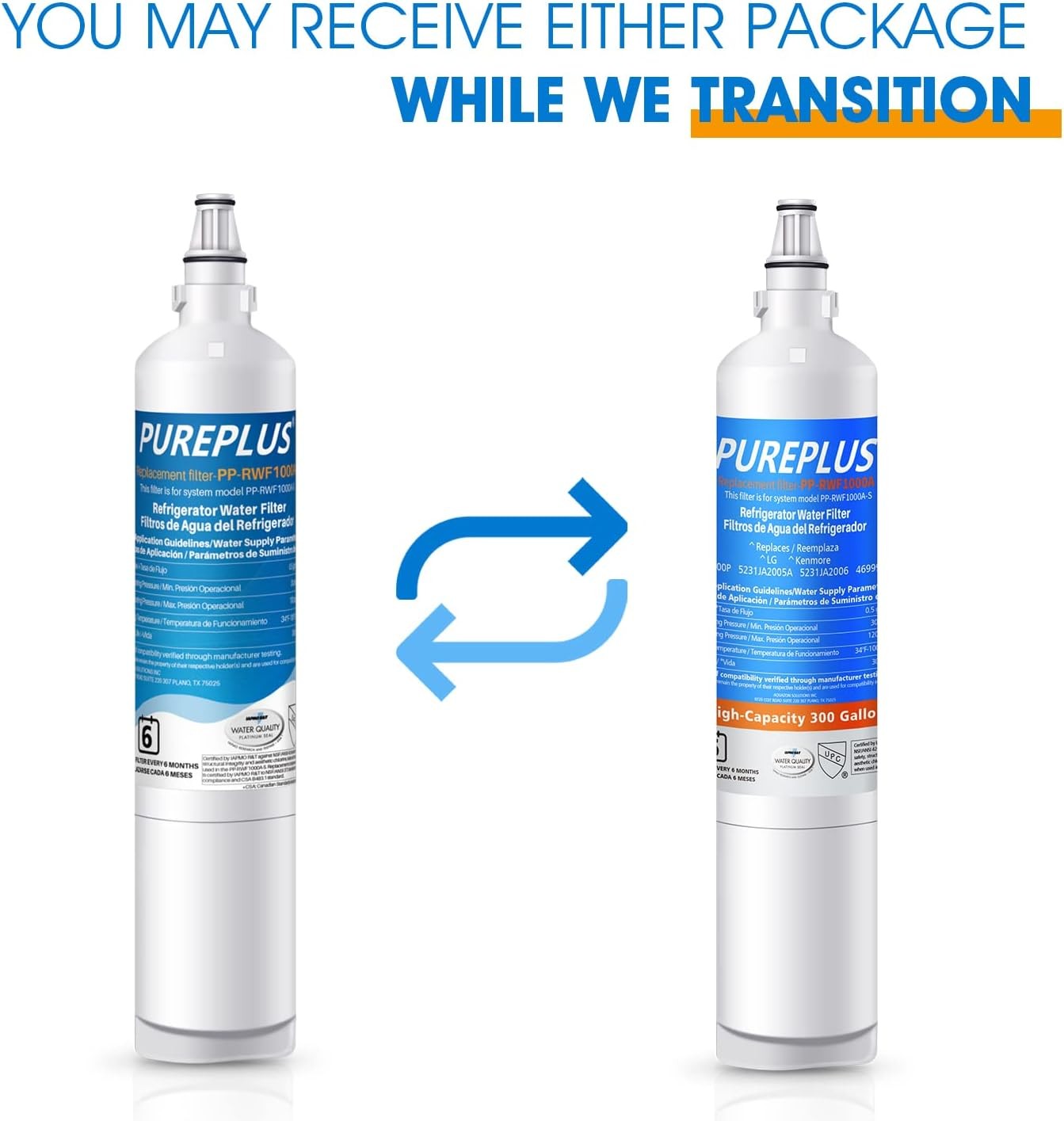 3Pcs Refrigerator Water Filter for LG LT600P Kenmore 469990, 5231JA2006A/JA2006B