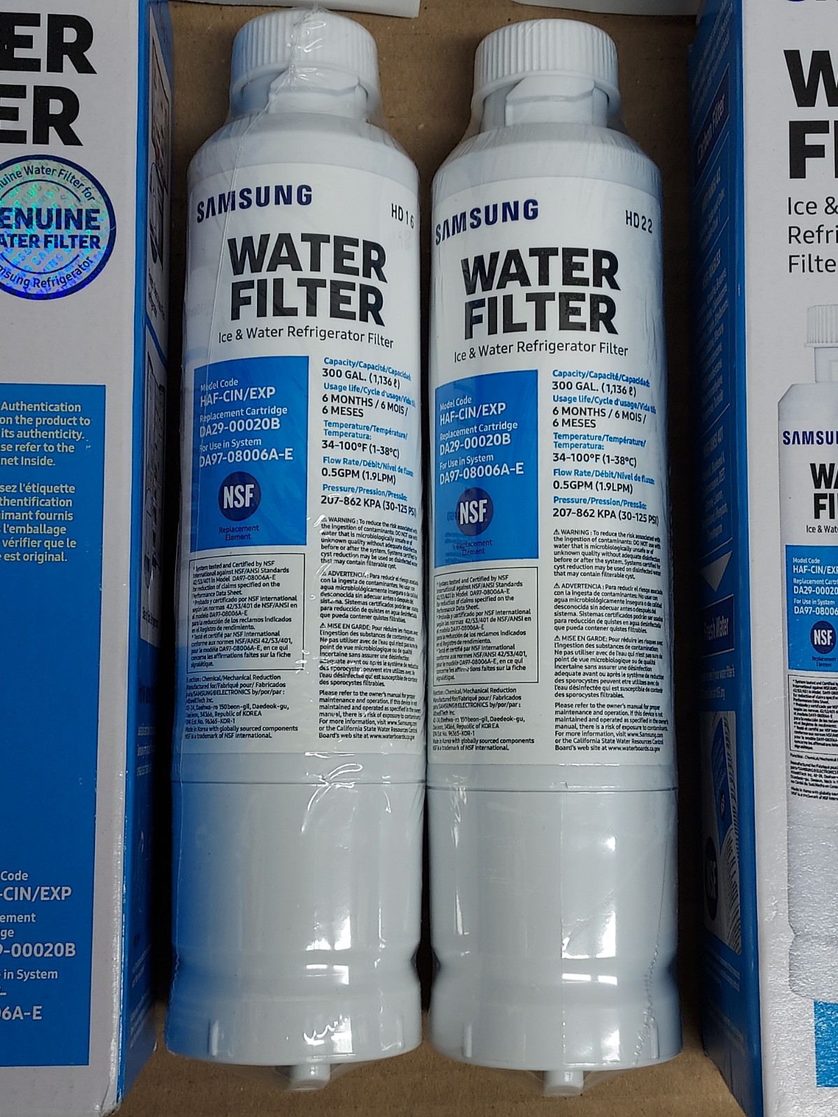 Samsung Refrigerator Water Filter 2pk HAF-CIN/EXP DA29-00020B DA97-08006A-E