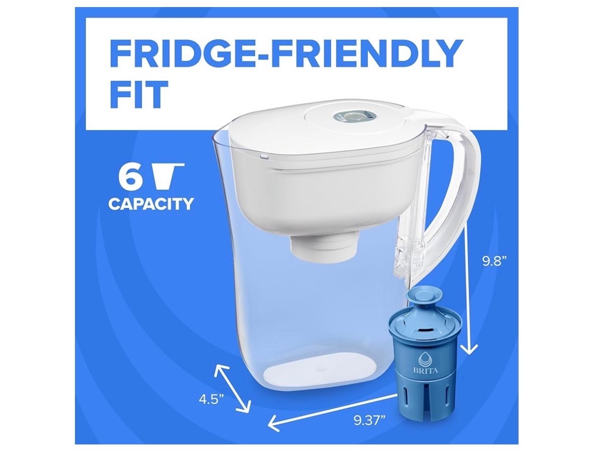 Brita Metro Small 6-Cup Elite Water Filter Pitcher WQA NSF/ANSI Certified White