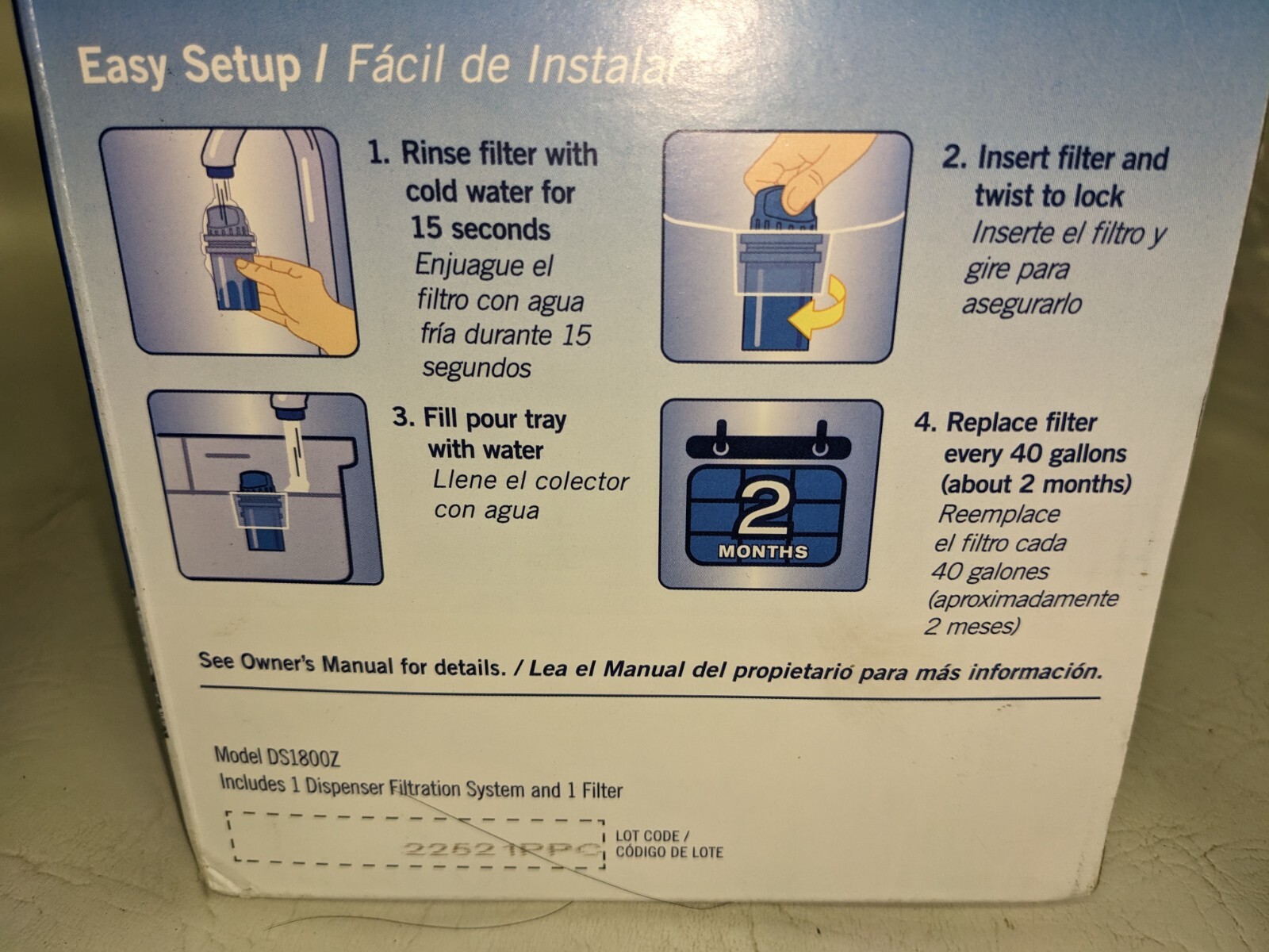 NEW PUR 30 Cup Water Dispenser Filtration System Blue/White DS1800Z (ZE)