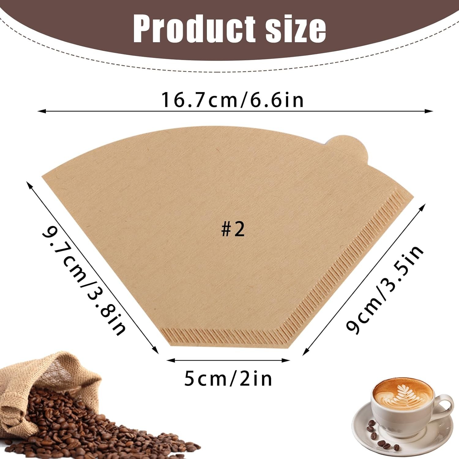 200 Count Coffee Filter #2, 2 Filters Cone Unbleached Disposable…