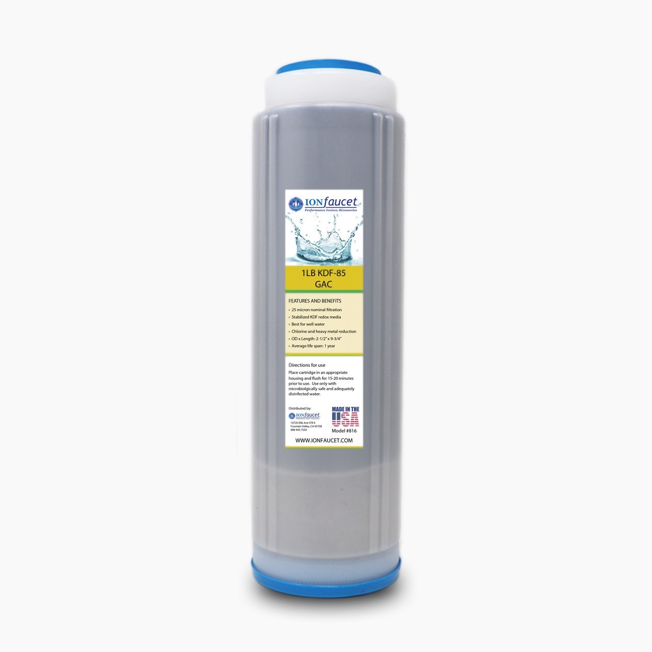 IonFaucet 1Lb KDF-85/GAC Reduces Hydrogen Sulfide Iron Control Chlorine NEW