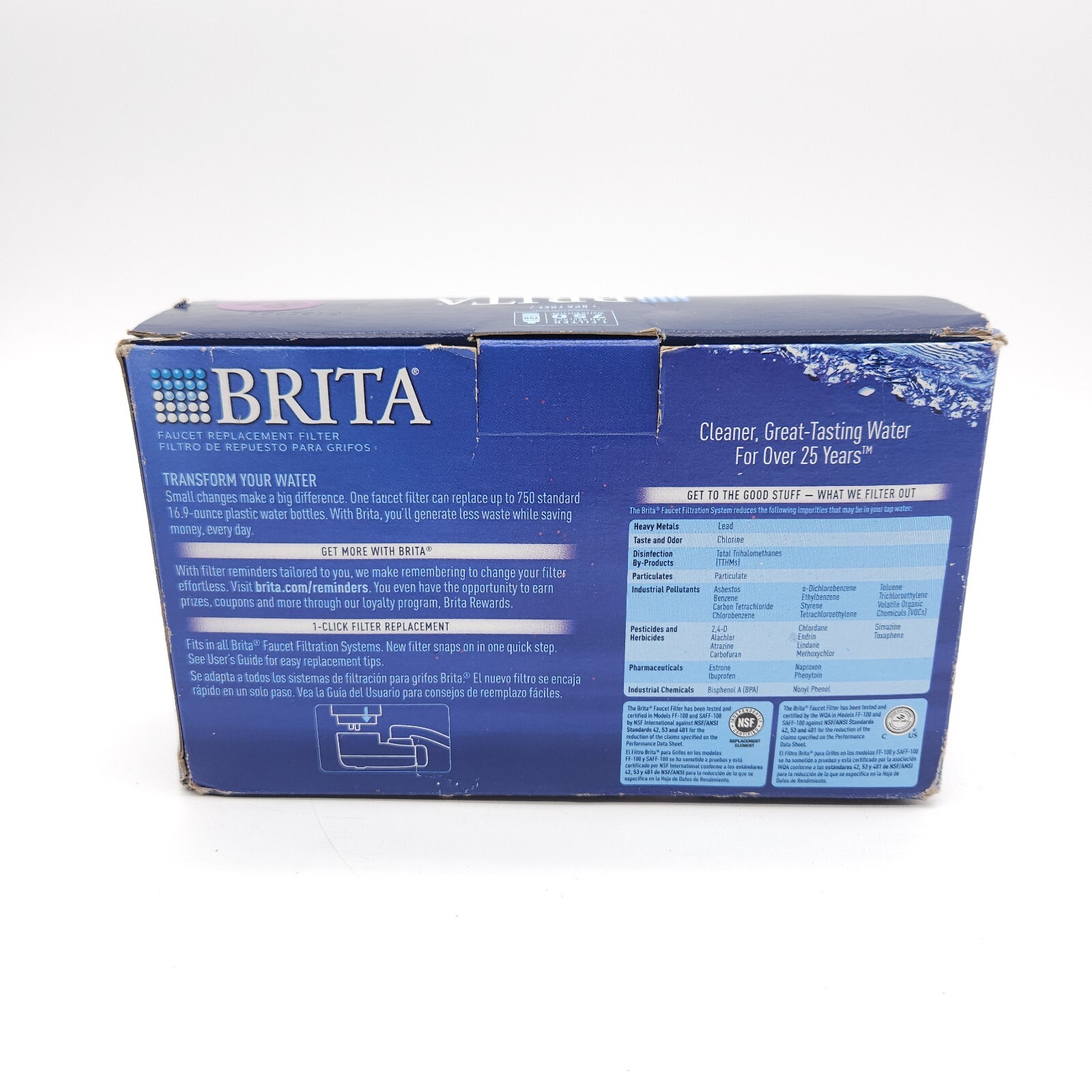 Brita Chrome Silver Tap Water Sink Faucet Replacement Filter 3 Pack FR-200