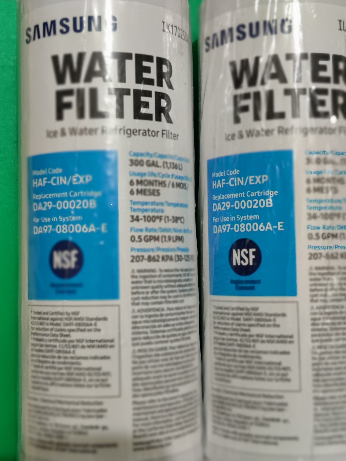 2 Pack Genuine Samsung DA29-00020B HAF-CIN/EXP-REFRIGERATOR Water Filter