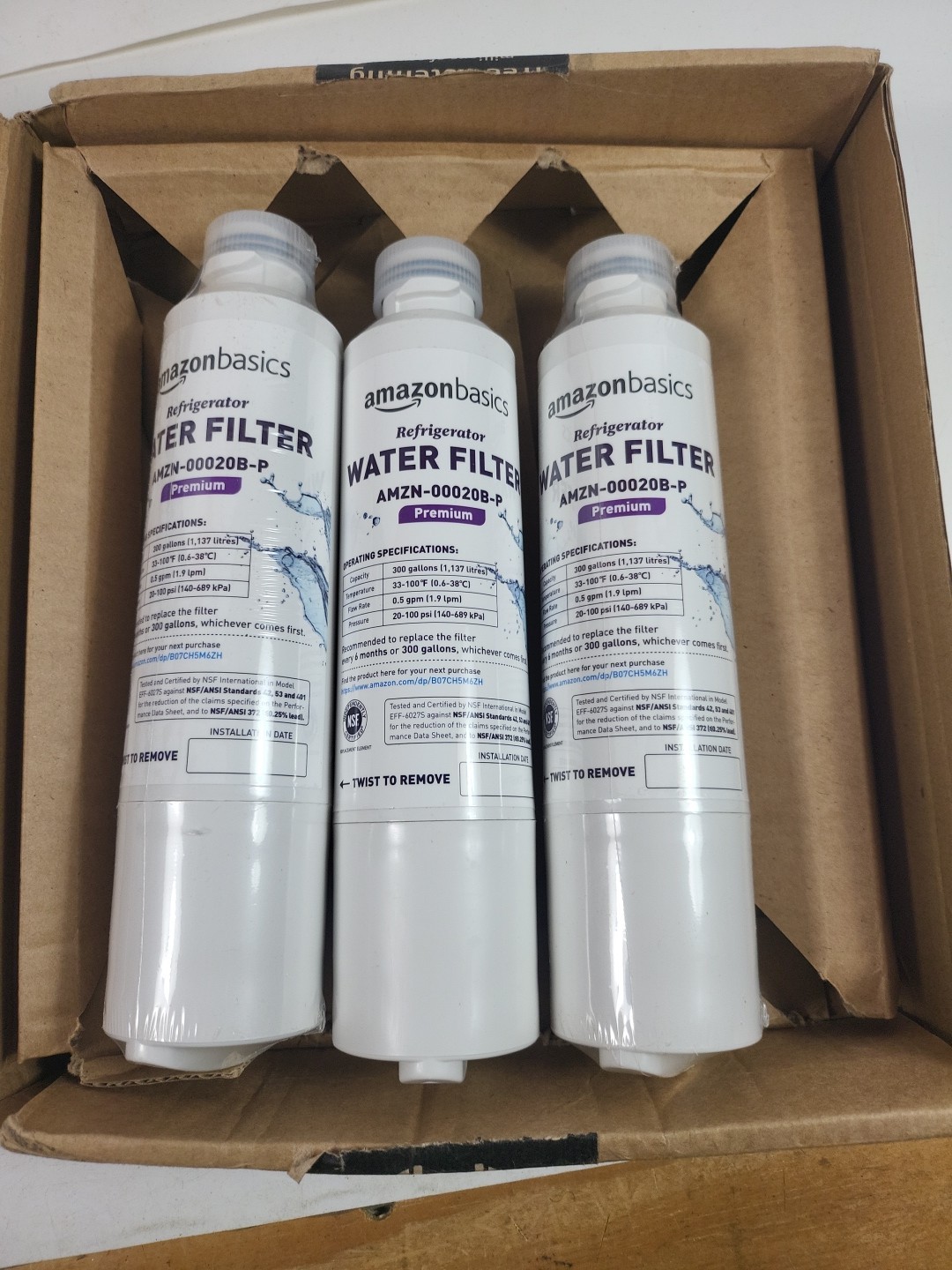 Amazon Basics For Samsung AMZN-00020B-P Fridge Water Filter, 3-Pack NEW. 21