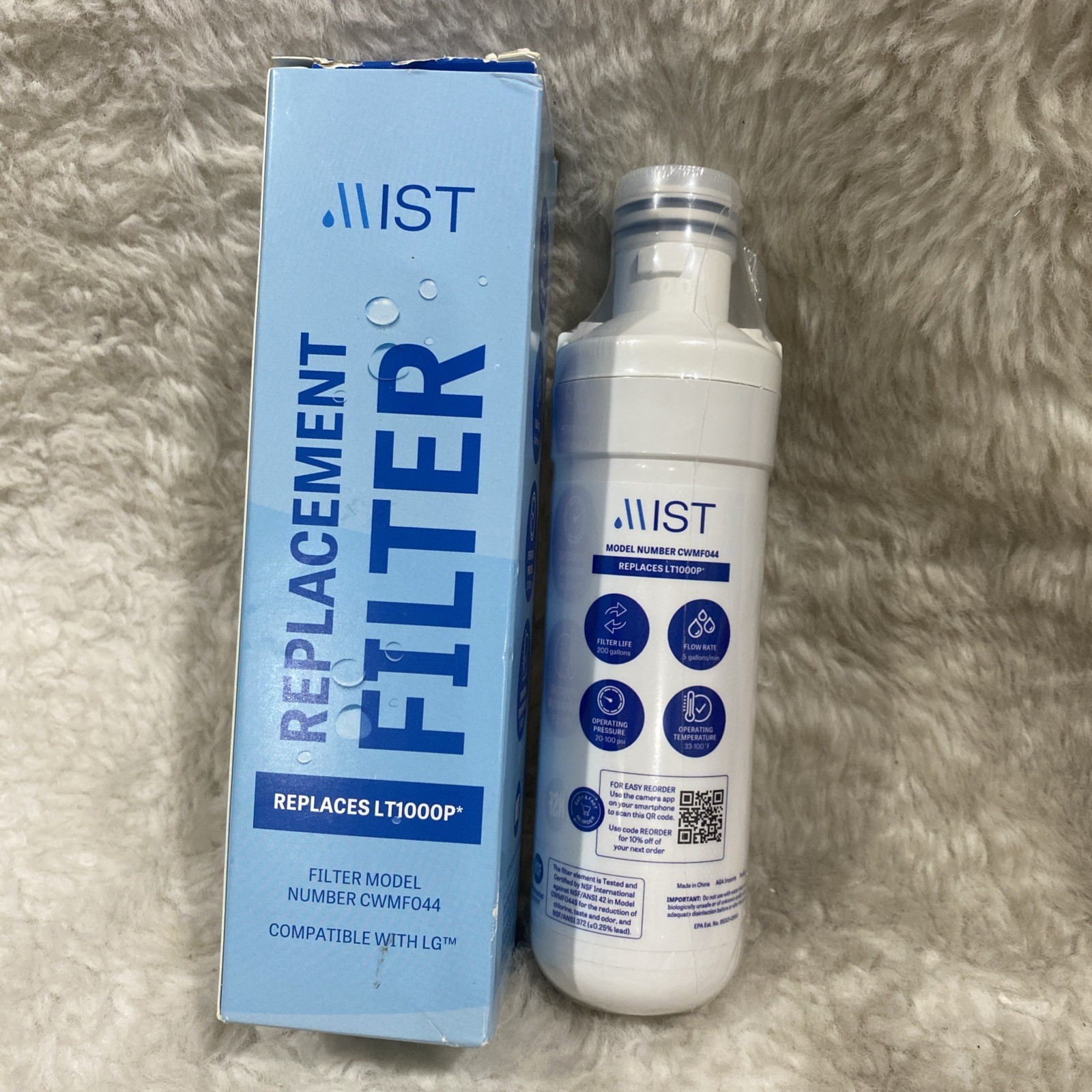 MIST Refrigerator Water Filter for LT1000P ~ LG Compatible -Single Pack